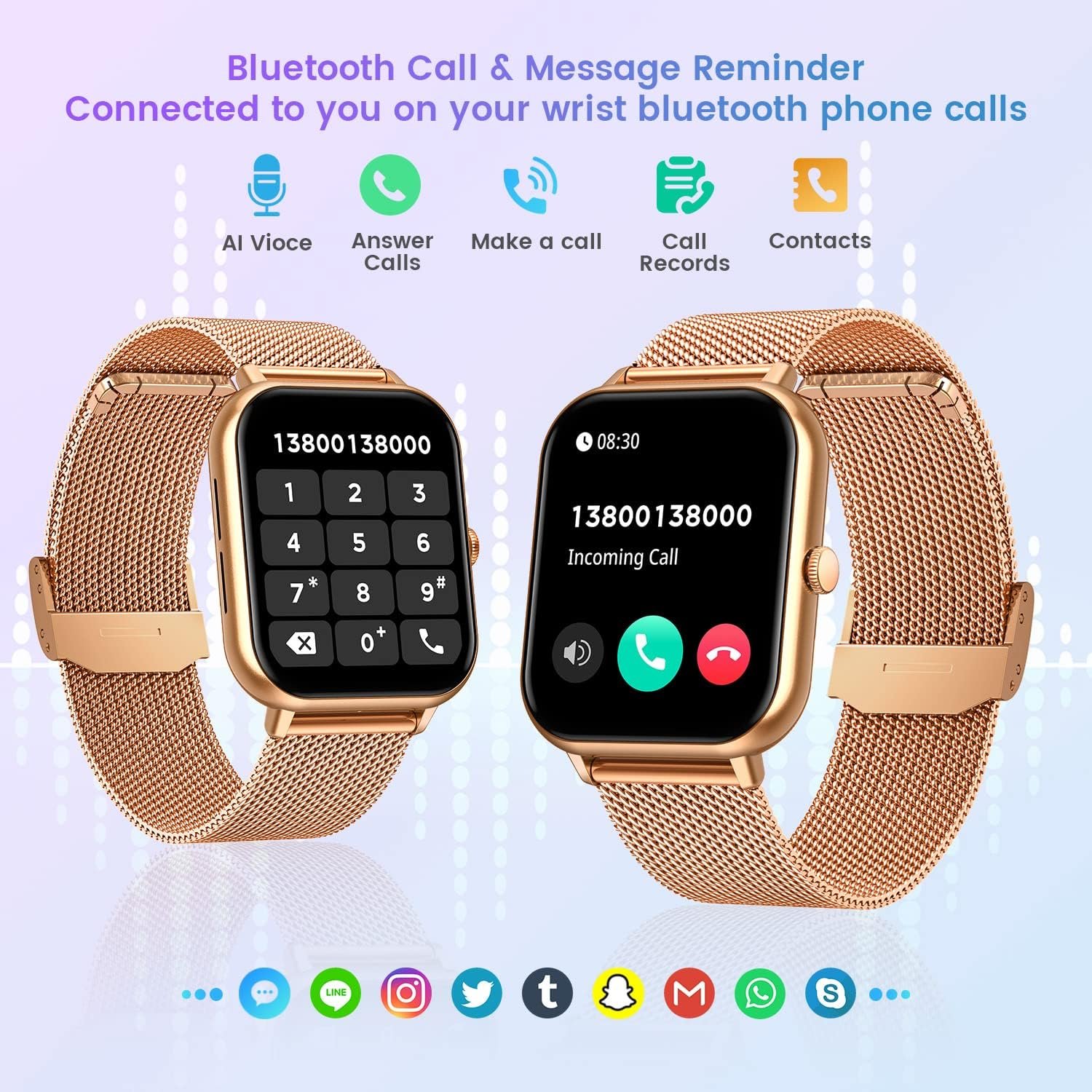 Smart Watch for Men Women Fitness: 1.83 Inch Bluetooth Call Smartwatch with Blood Oxygen Blood Pressure Monitor Compatible with Android Ios 100+ Sport Mode Heart Rate Monitor Steps Counter IP67 Watch