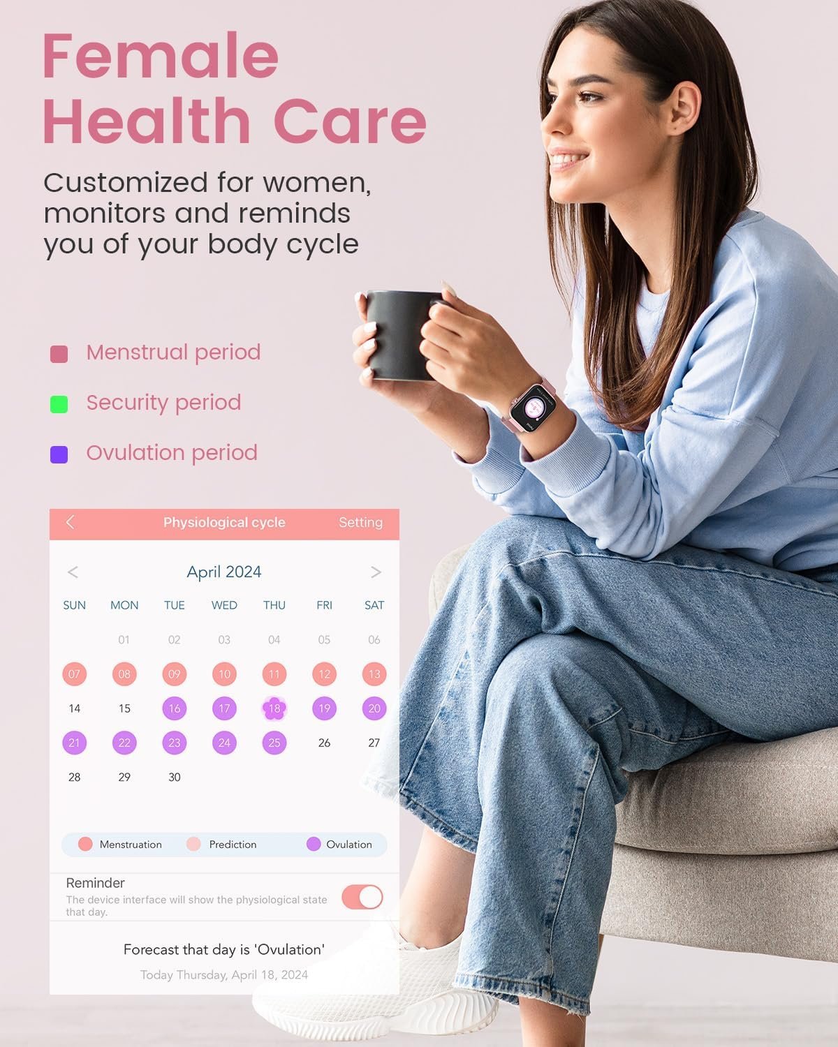 Smart Watches for Women,Fitness Tracker Smartwatch for Android Phones/iPhone Compatible,1.85 Womens Watch with Blood Pressure Monitor,Calls and Messages/Heart Rate/Sleep/Female Cycle(3 Watch Bands)