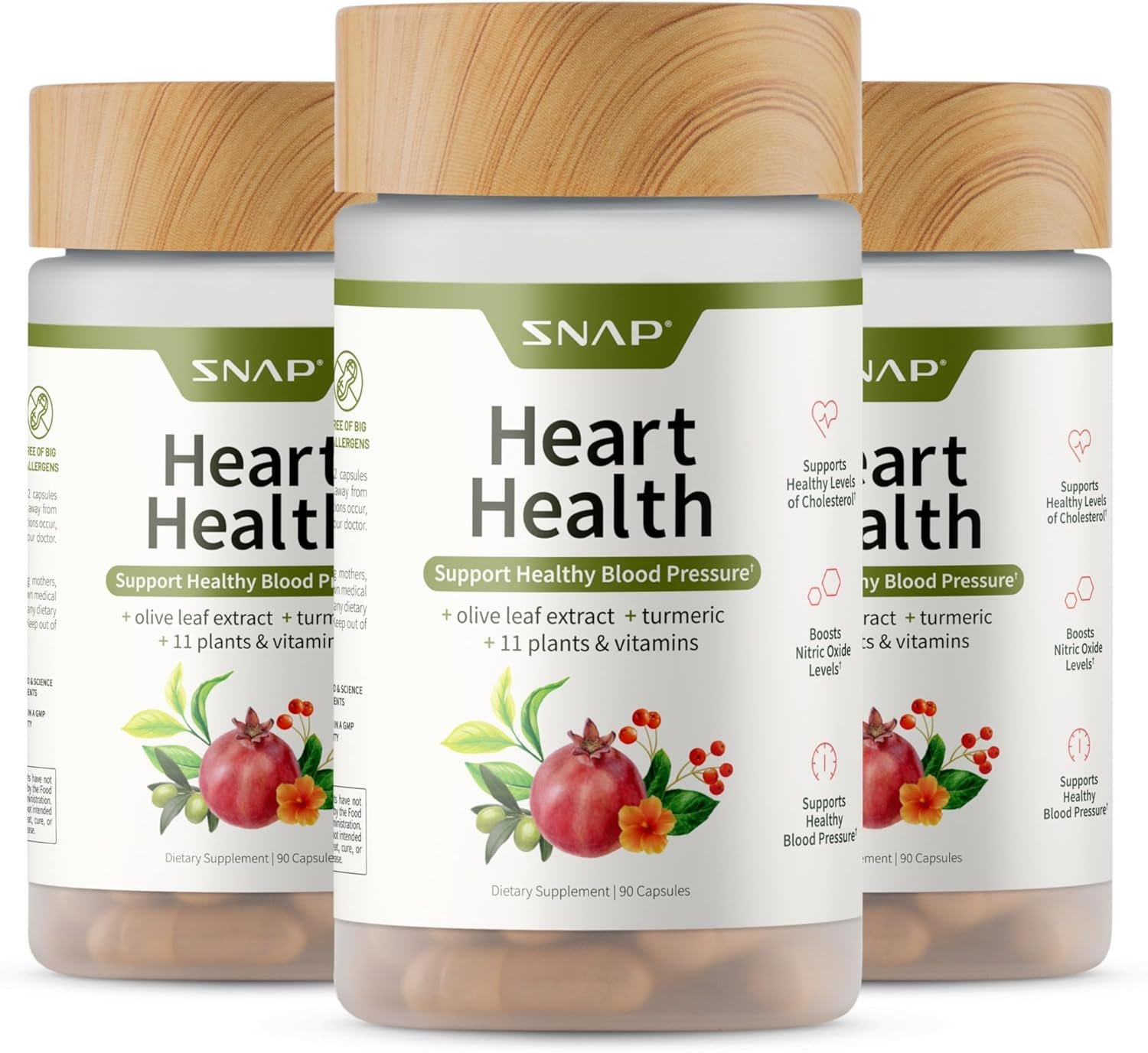 Snap Supplements Heart Health Support Supplement with Coq10, Organic Beet Root Powder, Hawthorn Berry, Turmeric and Odorless Garlic, Supports Nitric Oxide Level, Circulation and Flow, 90 Capsules