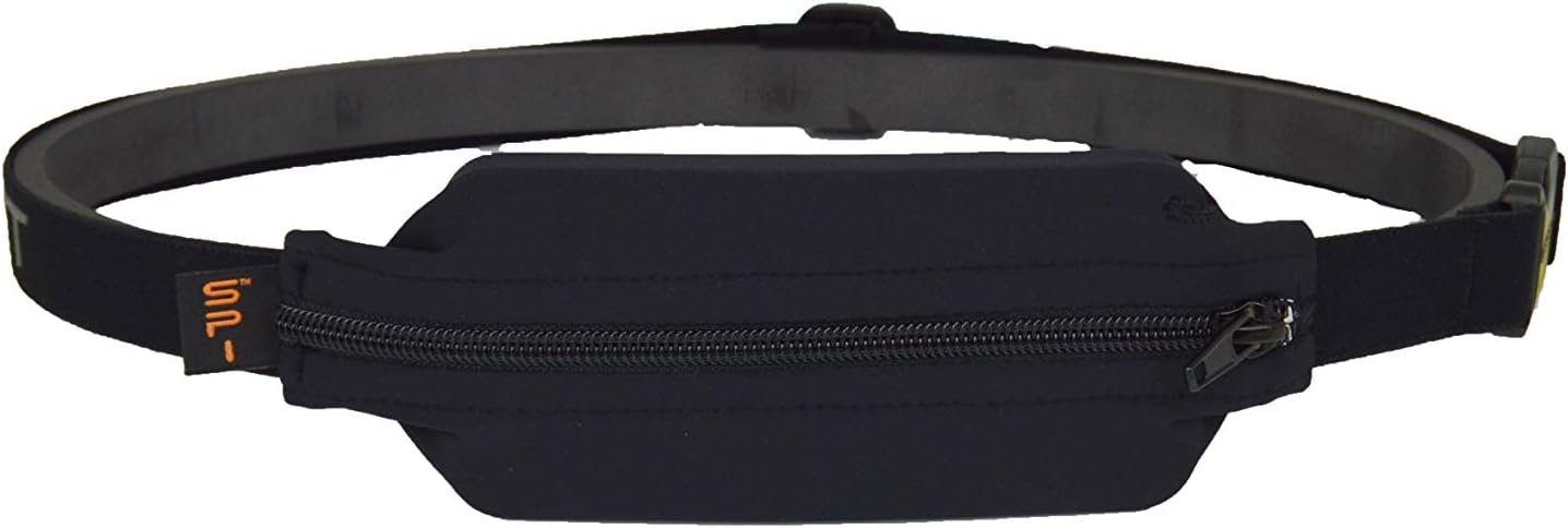 SPIbelt Diabetic Running Belt for Adults, Adjustable Waist, No Bounce, Expandable and Discreet Insulin Pump Pocket, No Logo Band, Black with Black Zipper
