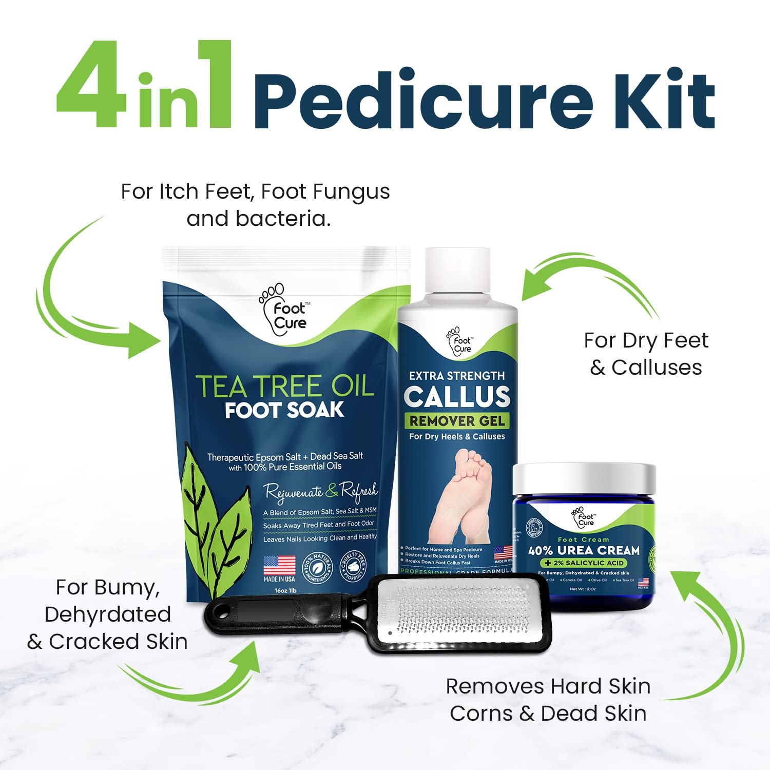 Tea Tree Foot Soak, Callus Remover Gel - Extra Strength Callus Remover Gel  Foot Soak With Epsom Salts For Calluses, Dry Cracked Heels, Toenail Fungus  Odor - Pedicure for Tired Feet