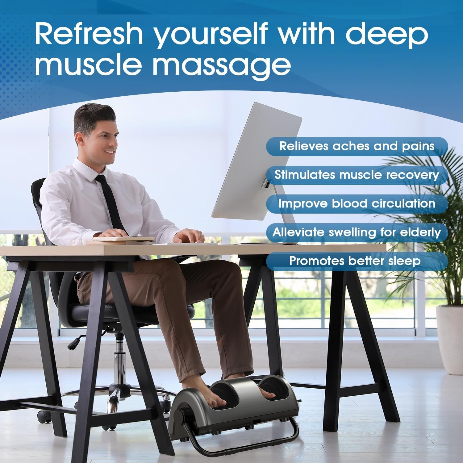 TISSCARE Shiatsu Foot Massager with Heat: Foot Massager for Plantar Fasciitis, Neuropathy, Circulation and Pain Relief, Massage Feet/Leg/Calf/Ankle at Home/Office, Valentines Day Gifts for Women/Men