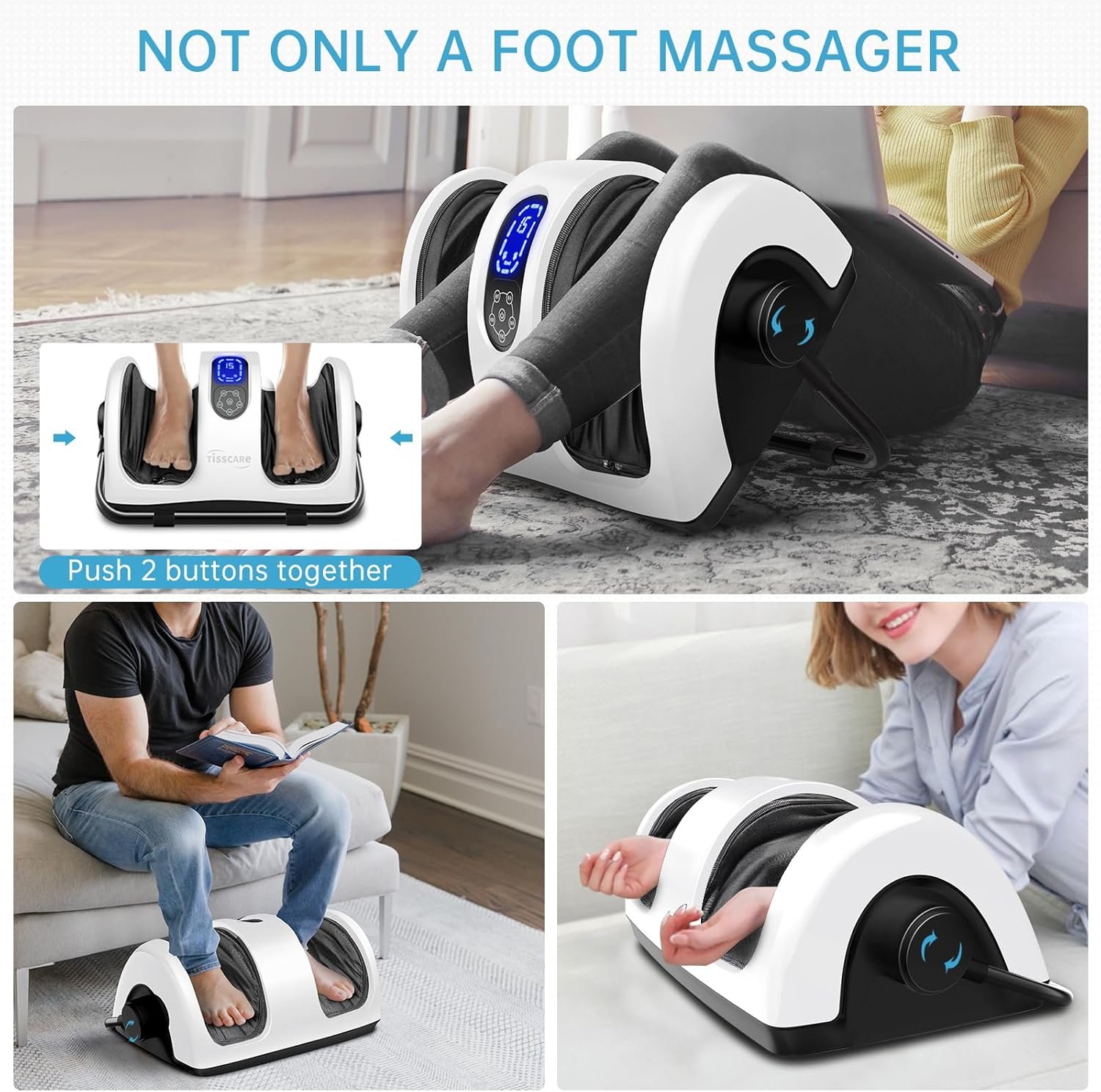 TISSCARE Shiatsu Foot Massager with Heat: Foot Massager for Plantar Fasciitis, Neuropathy, Circulation and Pain Relief, Massage Feet/Leg/Calf/Ankle at Home/Office, Valentines Day Gifts for Women/Men