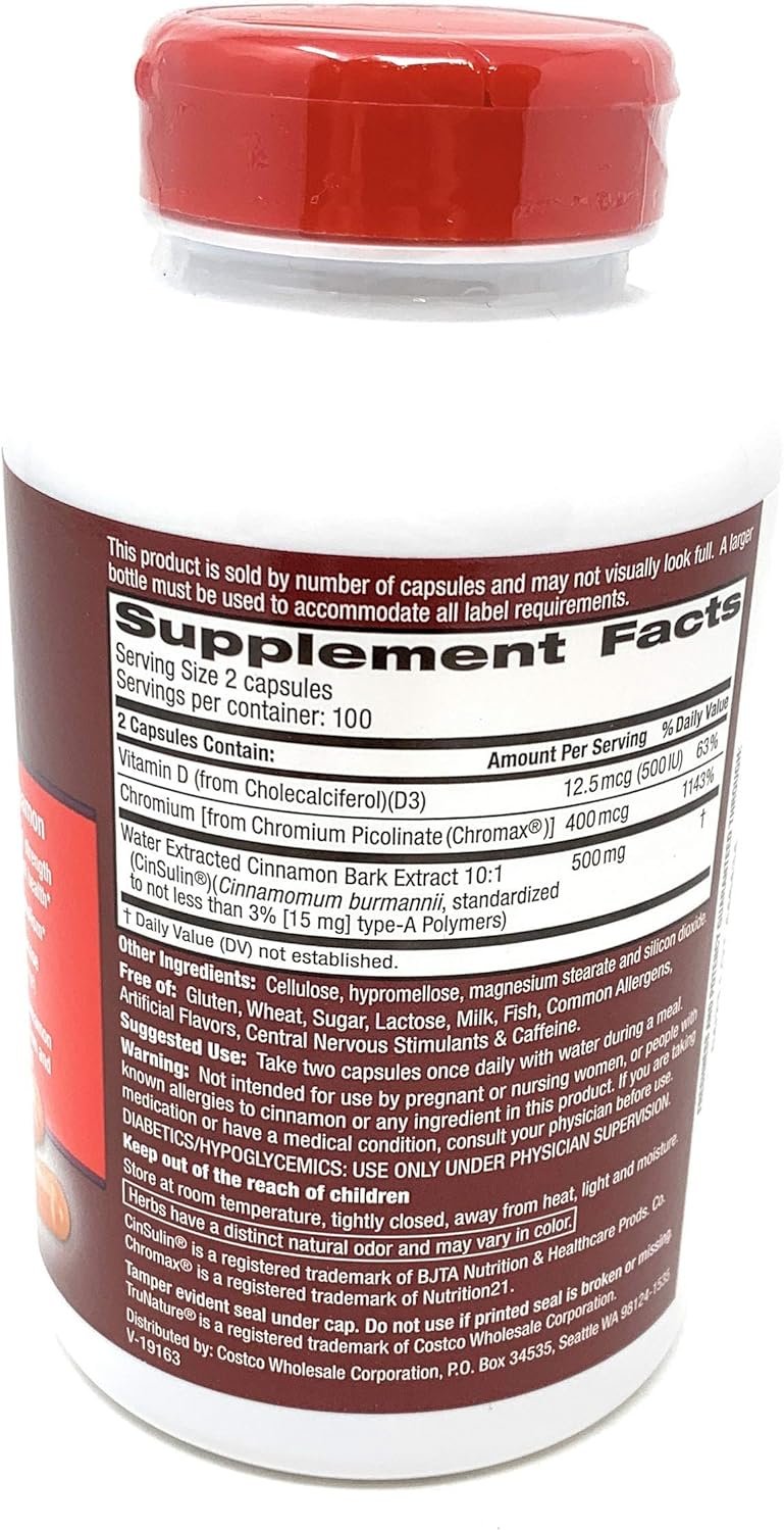 trunature Advanced Strength CinSulin 500mg., 200 Vegetarian Capsules (2 Pack)