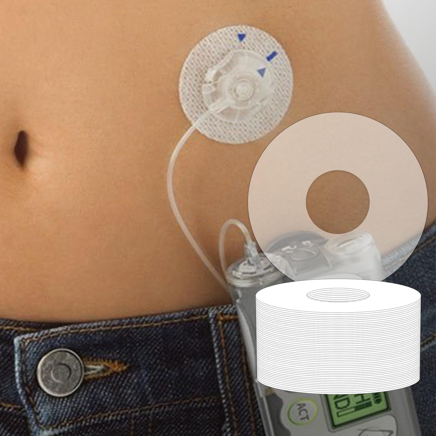 Universal Adhesive Patches for CGM and Insulin Pumps, 0.8-Inch Hole, 20 Pack Waterproof 10-14Days  Breathable Clear Patches, Pre-Cut Adhesive Tape, CGM Protection,Skin-Friendly Patches.