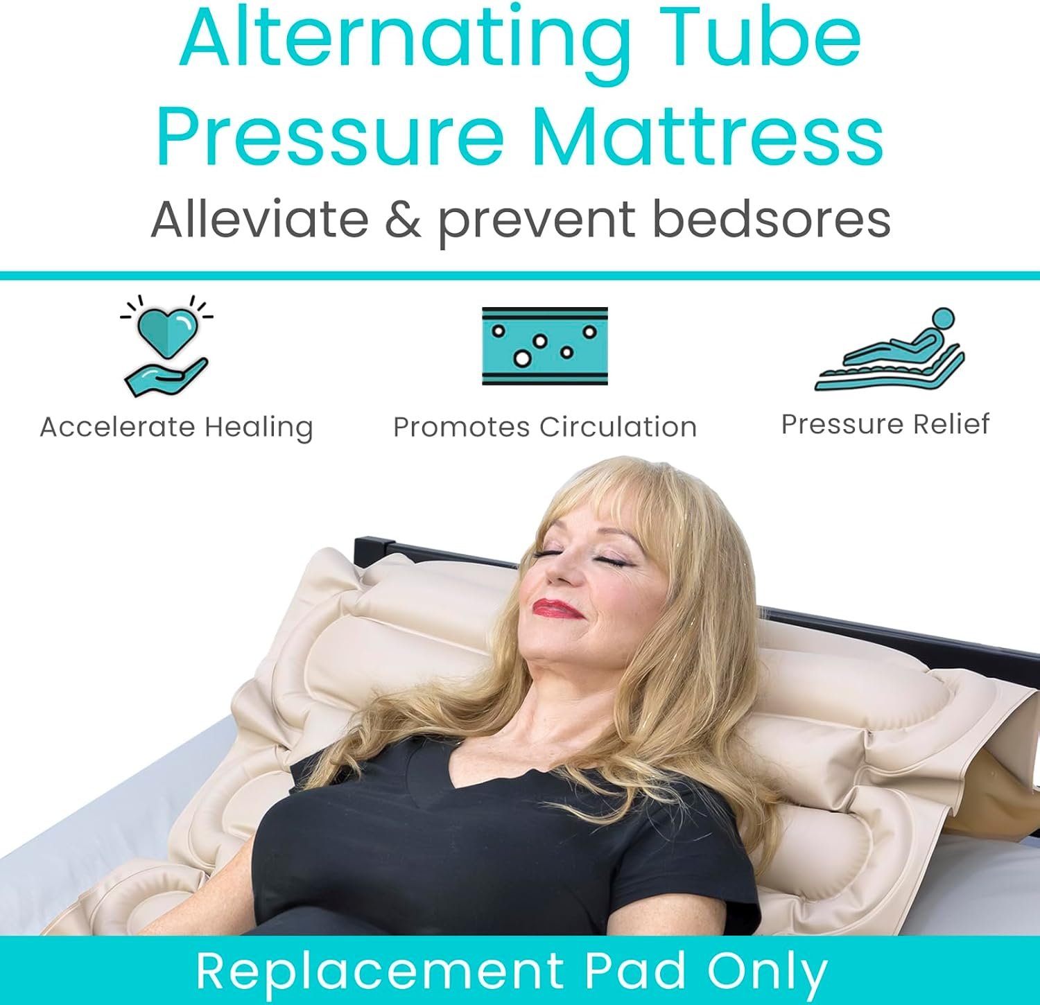 Vive Alternating Air Pressure Mattress Pad Replacement - The Original Bed Sore Prevention Solution - Hospital  Home Mattress Topper - Includes Waterproof Inflatable Ulcer Cushion Pad, Heat Resistant
