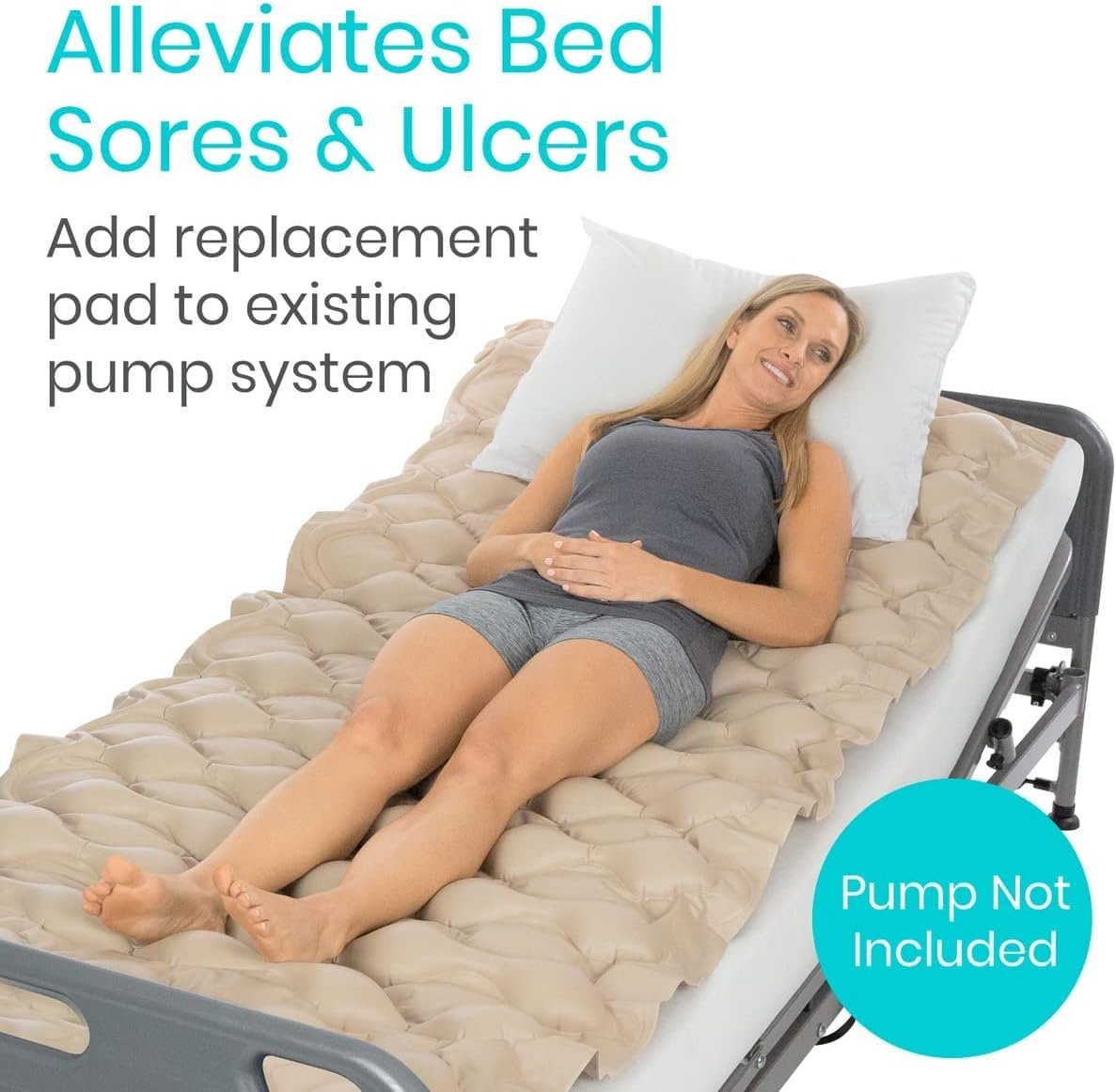 Vive Alternating Air Pressure Mattress Pad Replacement - The Original Bed Sore Prevention Solution - Hospital  Home Mattress Topper - Includes Waterproof Inflatable Ulcer Cushion Pad, Heat Resistant
