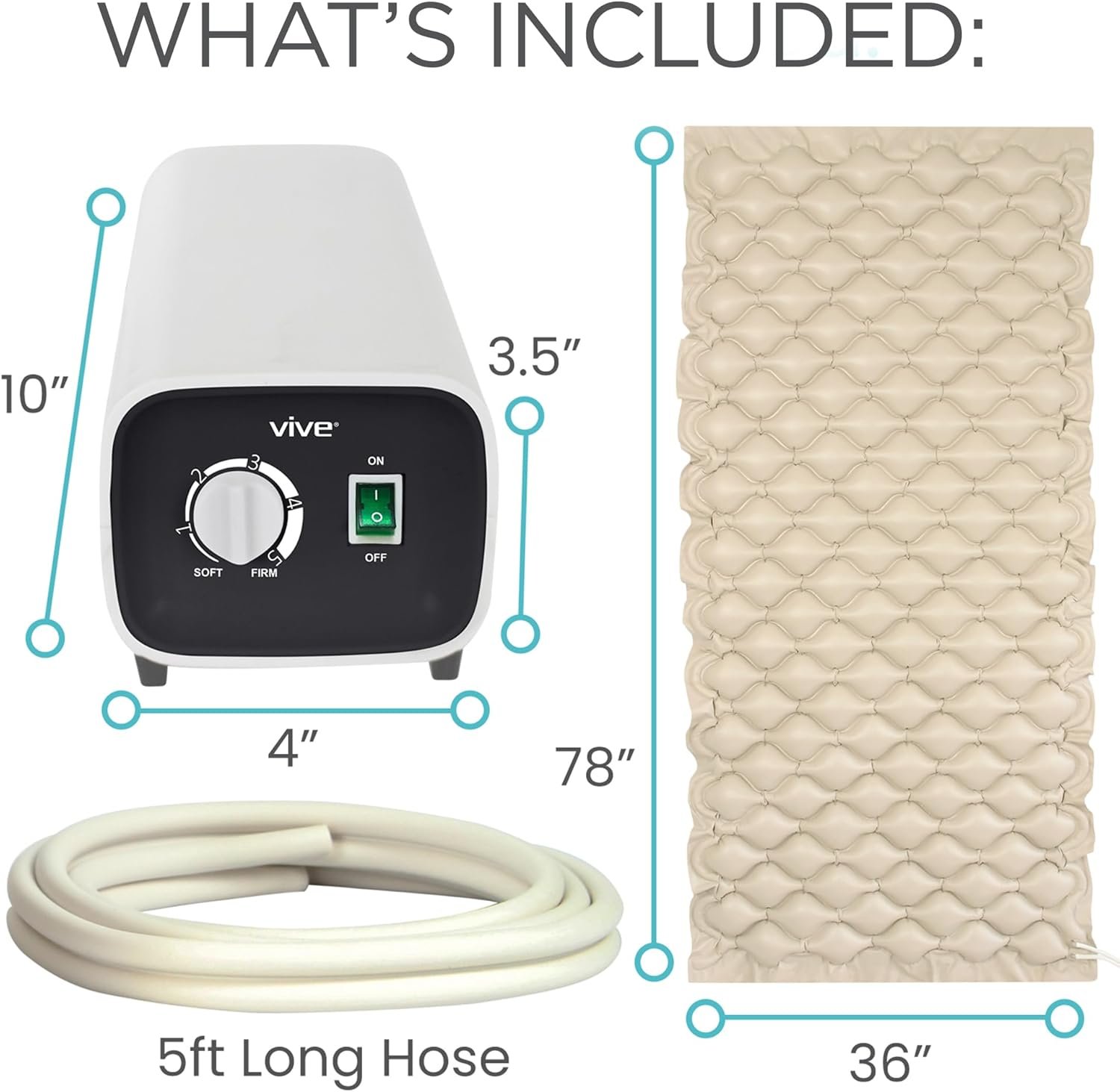 Vive Alternating Air Pressure Mattress Pad - The Original Bed Sore Prevention Solution - Hospital  Home Mattress Topper - Includes Waterproof, Heat Resistant Ulcer Cushion Pad  Whisper Quiet Pump