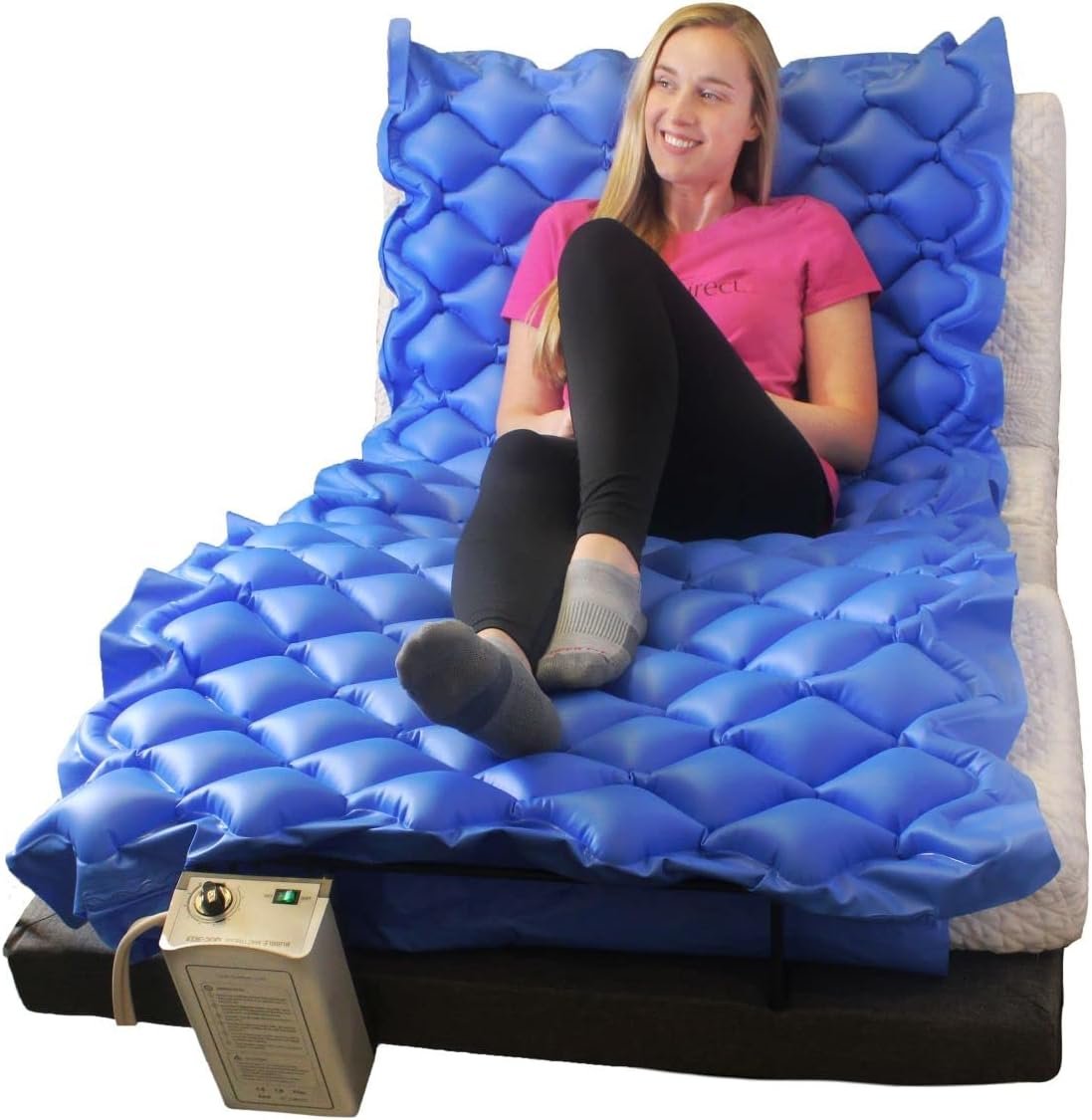 Alternating Air Pressure Premium Medical Grade Mattress Pad - Cooling Bed Topper with Ultra Quiet Electric Pump for Stage 1 Pressure Wound Ulcer and Bed Sore Prevention by Brace Direct