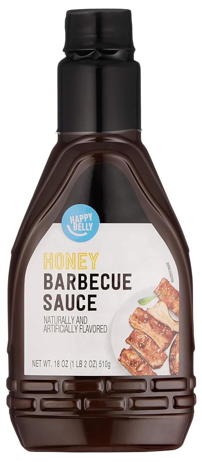 Amazon Brand - Happy Belly Honey BBQ Sauce, Brown, 18 oz, 1.12 pound (Pack of 1)