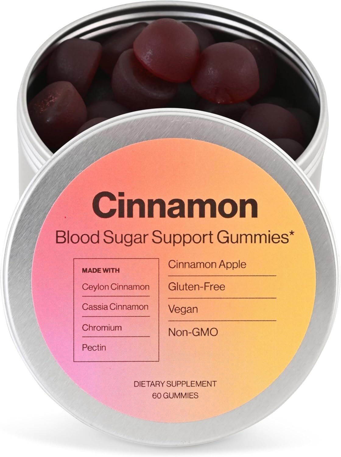 Ceylon Cinnamon Gummies - 2000mg Cinnamon Complex Chromium in Plastic Free Tins - Gluten Free Vegan