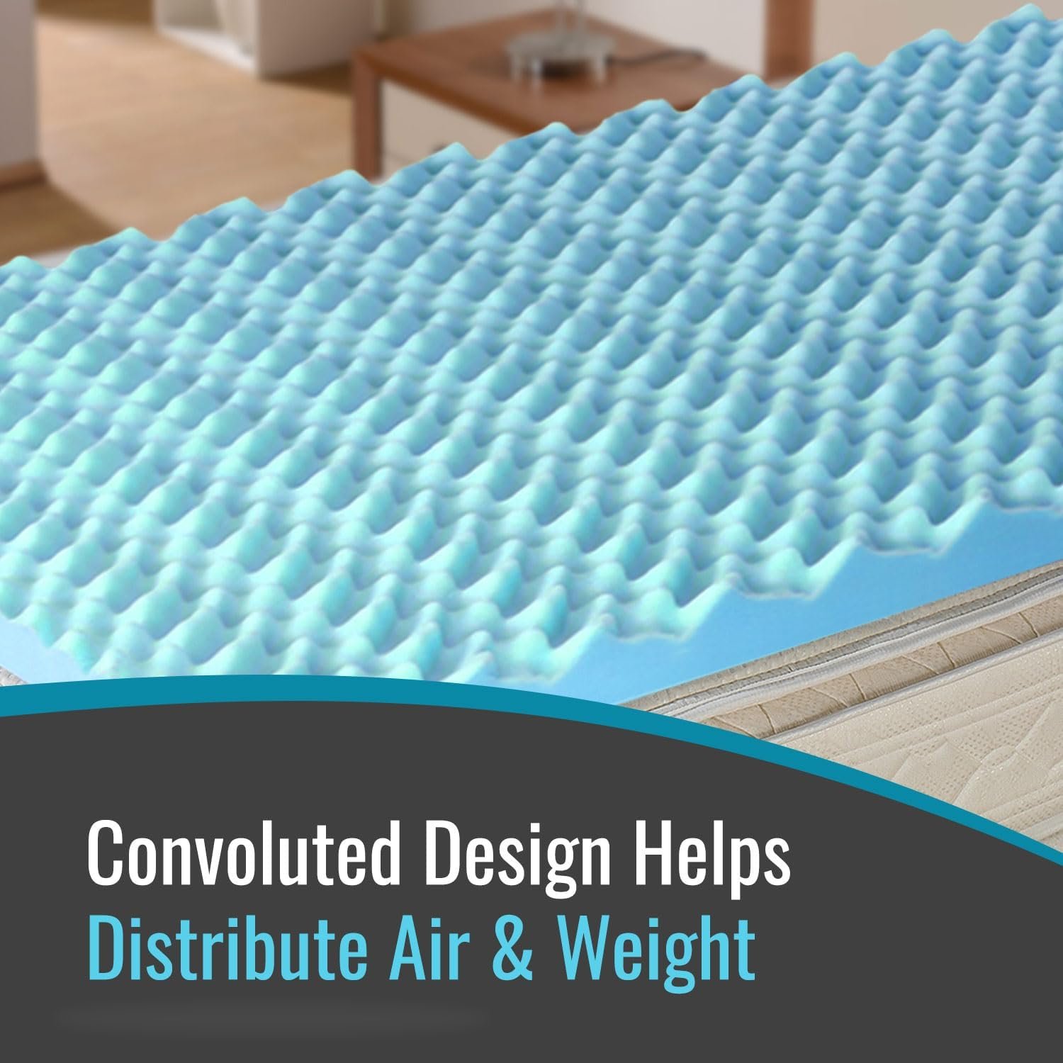 DMI Foam Mattress Topper, Egg Crate Foam Pad, Mattress Pad and Bed Topper for Support, Air Circulation, Pressure Relief and Weight Distribution, Hospital Size Mattress, 33 x 76 x 4 ,Blue