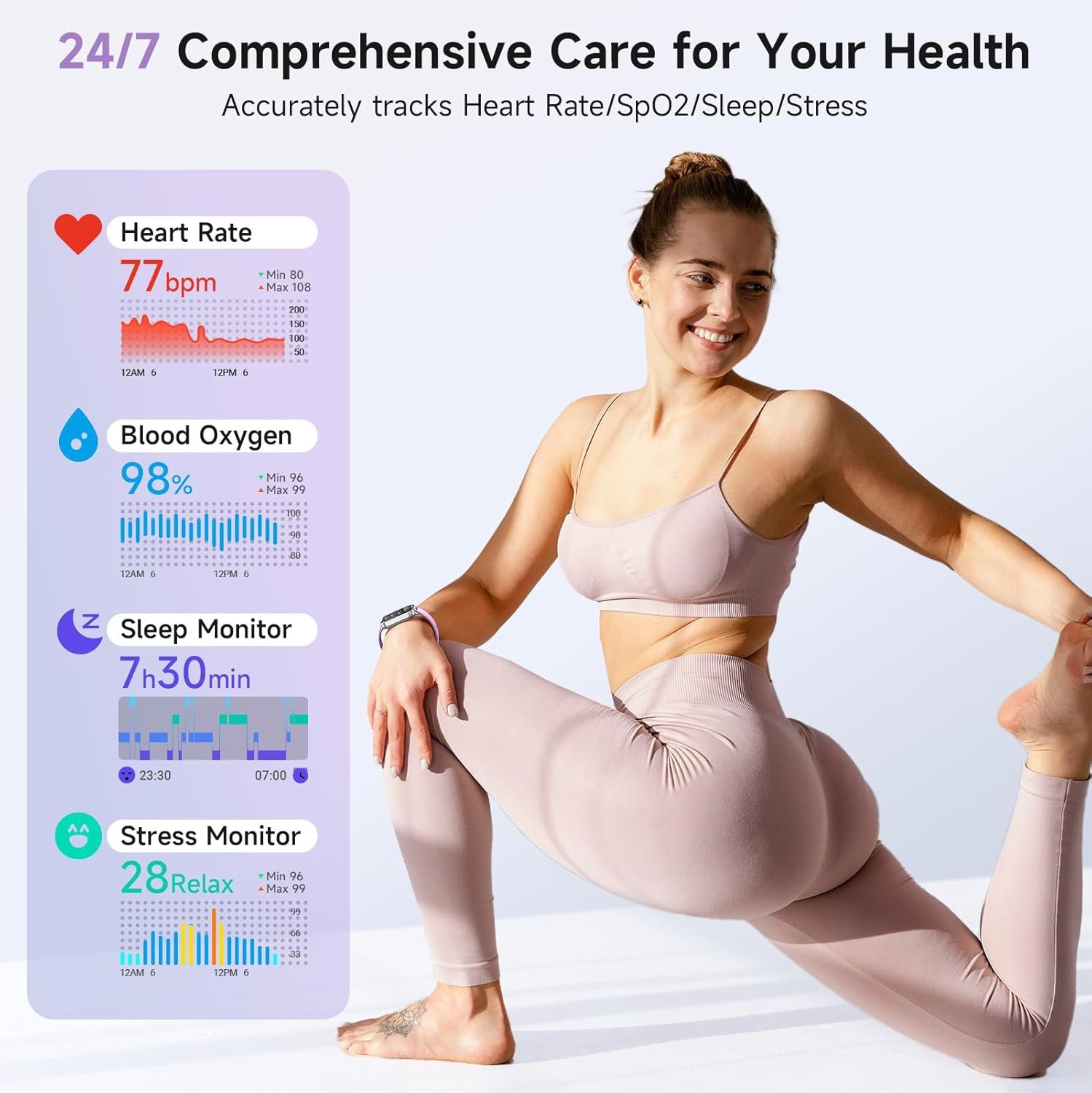 Fitness Tracker- [Alexa Built-in  Answer/Make Calls], 1.91 Smart Watch with Heart Rate/Blood Oxygen/Sleep Monitor, Step Counter Fitness Watch with 100 Sports Modes, IP68 Waterproof for iOS Android
