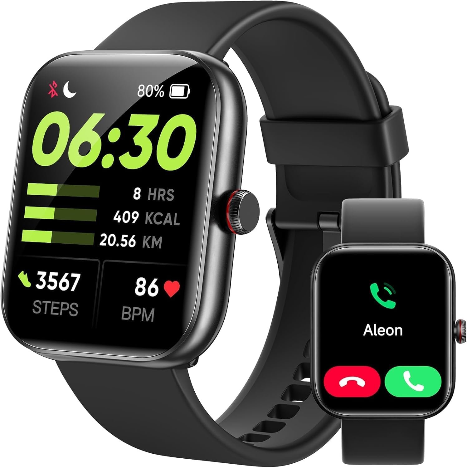 Fitness Tracker- [Alexa Built-in  Answer/Make Calls], 1.91 Smart Watch with Heart Rate/Blood Oxygen/Sleep Monitor, Step Counter Fitness Watch with 100 Sports Modes, IP68 Waterproof for iOS Android