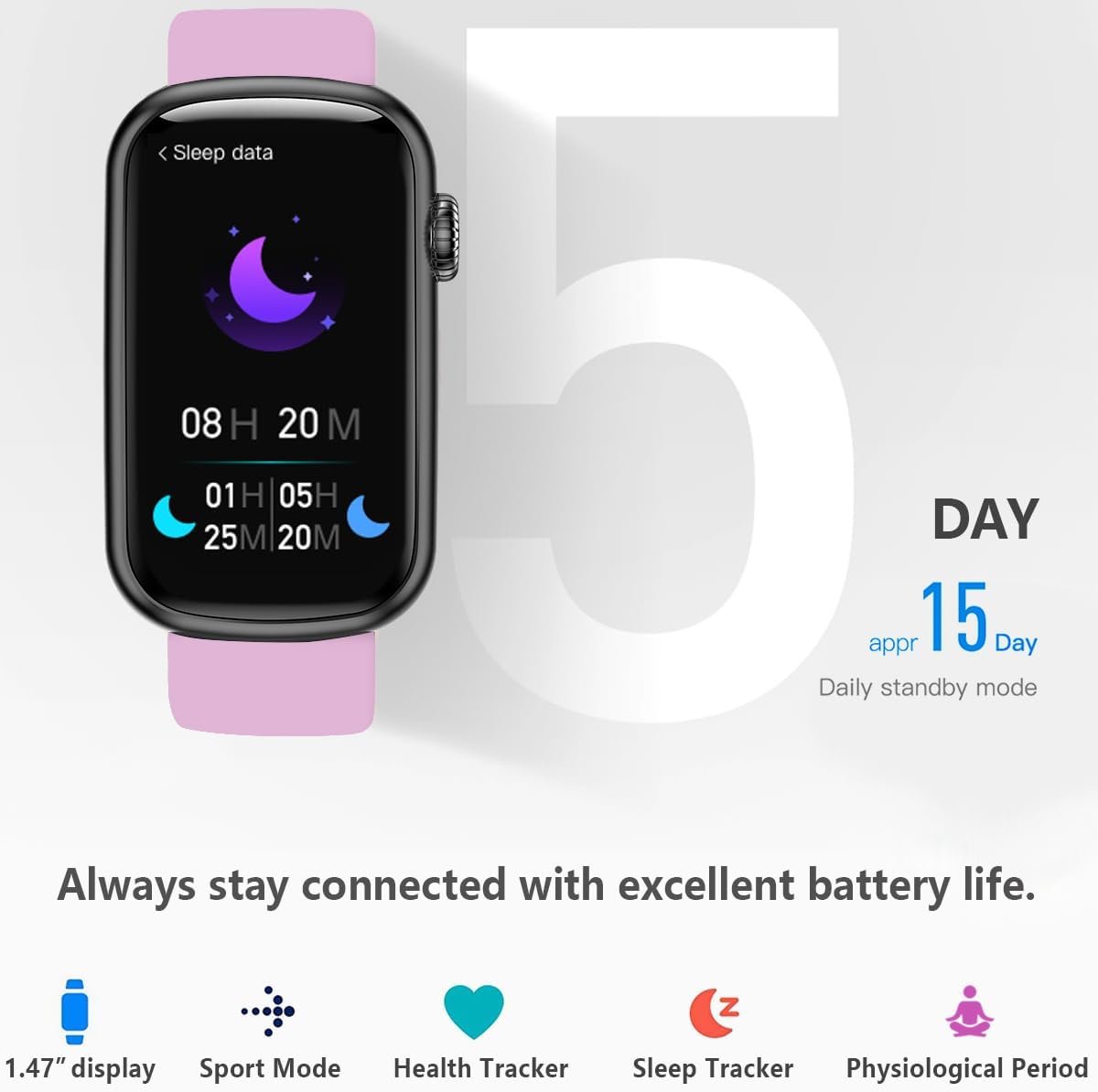 FITVII Slim Fitness Tracker with Blood Oxygen, Blood Pressure, 24/7 Heart Rate and Sleep Tracking, IP68 Waterproof Activity Trackers and Smart Watches with Step Tracker, Pedometer for Women Men