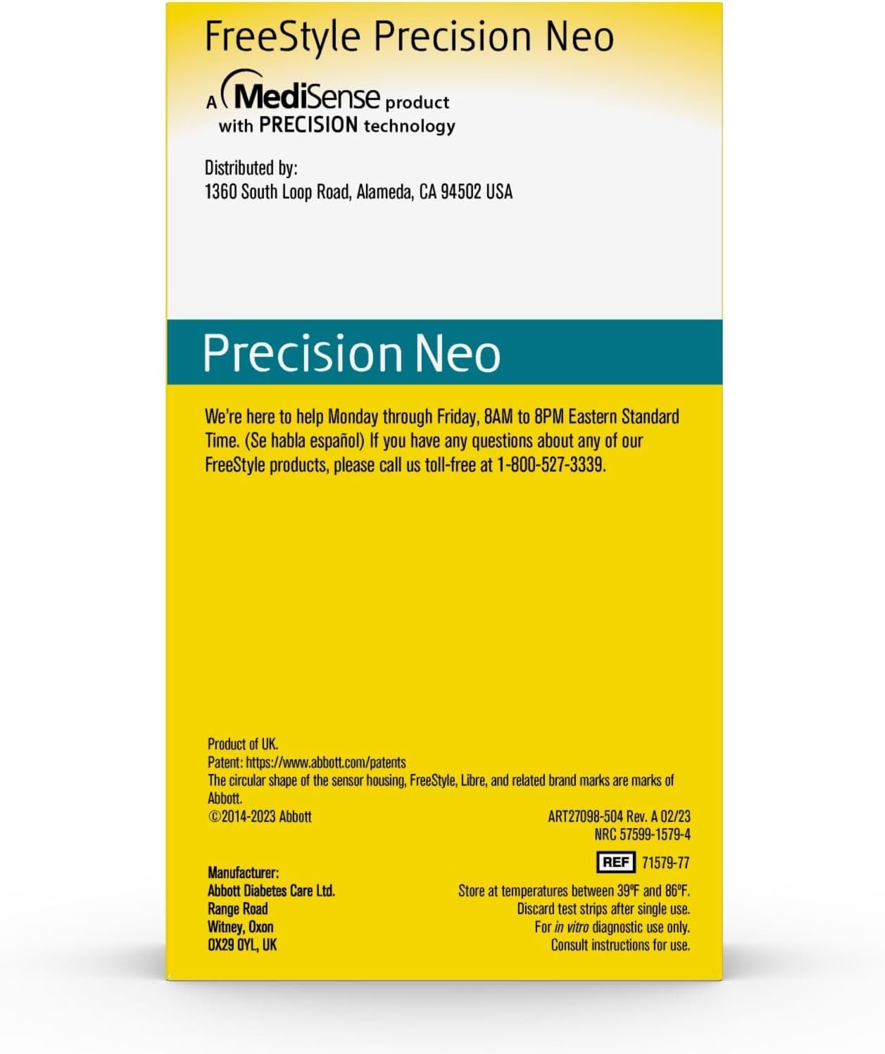 Freestyle Precision Neo Blood Glucose Test Strips, 50 Strips