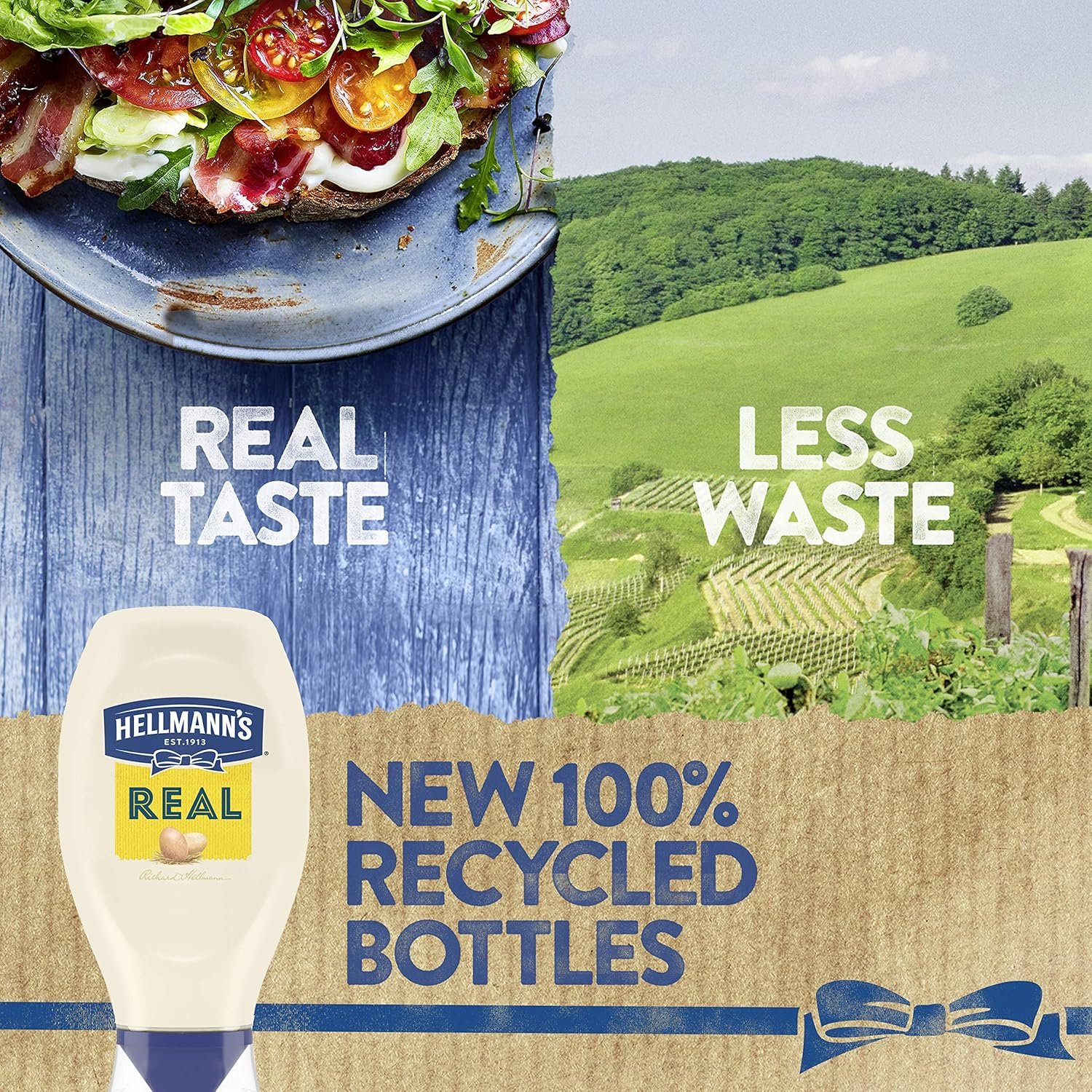 Hellmanns Real Mayonnaise Real Mayo Squeeze Bottle For a Rich Creamy Condiment Gluten Free, Made With 100% Cage-Free Eggs 20 oz
