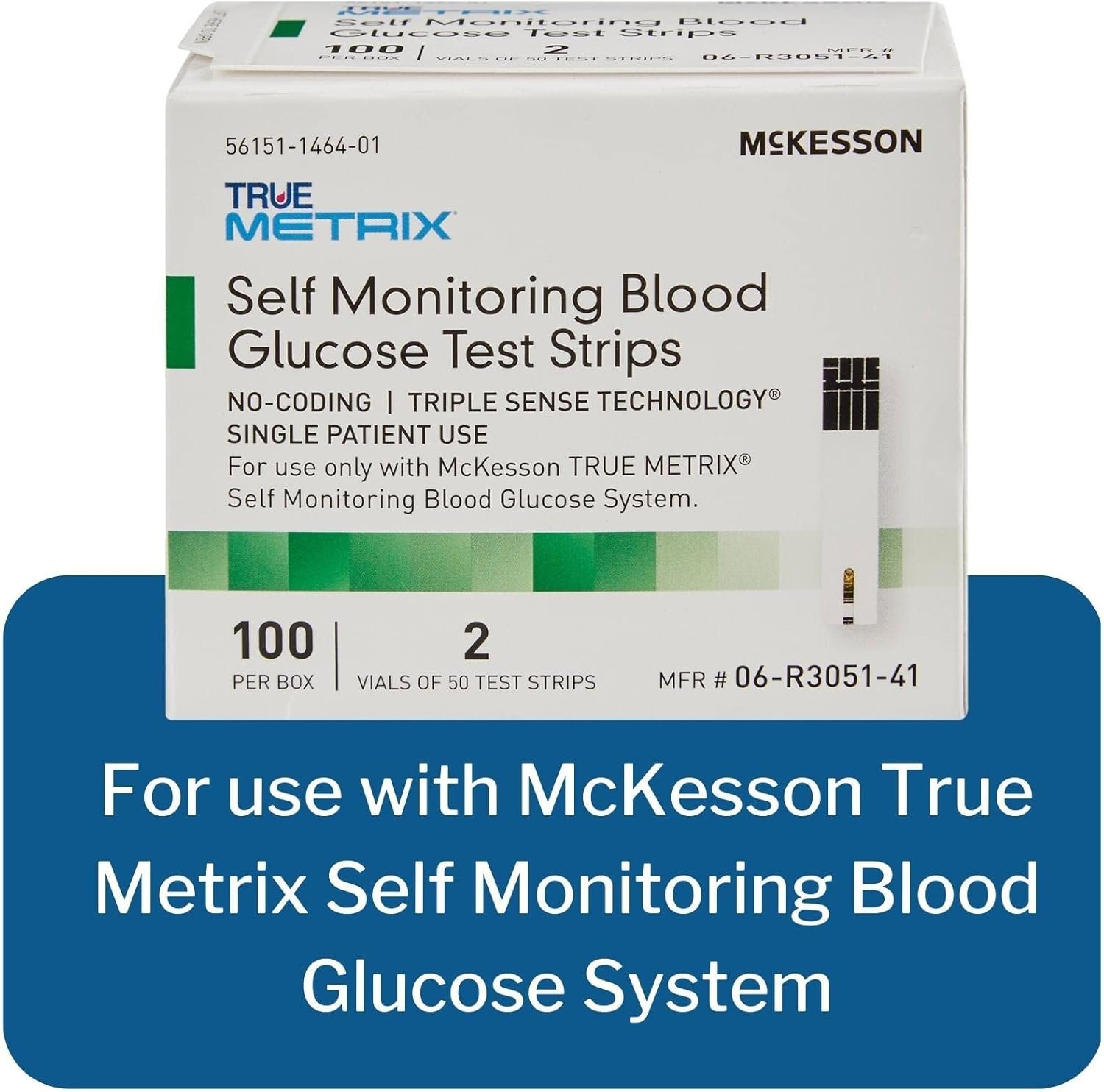McKesson TRUE METRIX Blood Glucose Test Strips for Diabetes [100 Strips] Self-Monitoring System