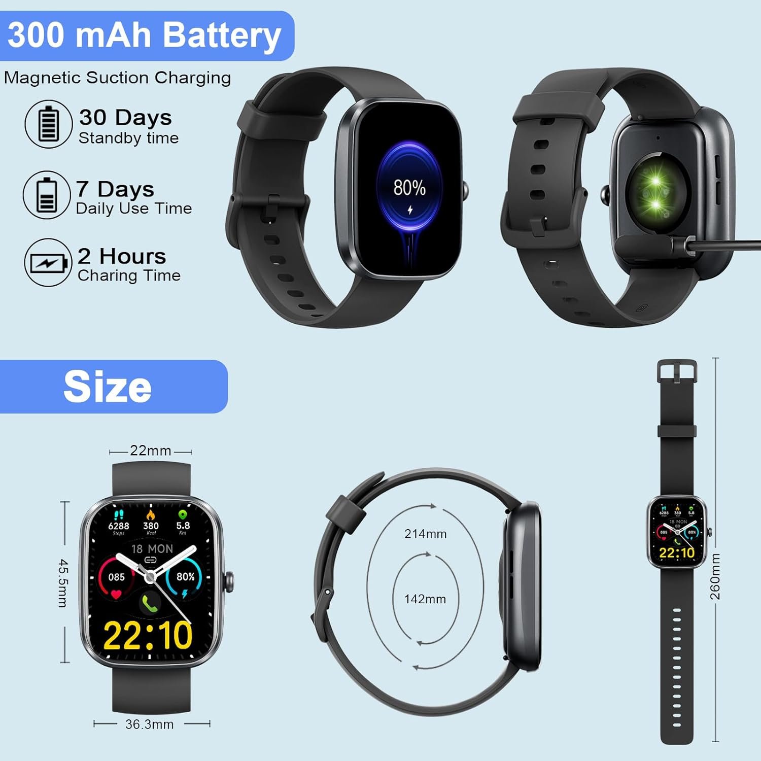 Smart Watch, 1.91 Smartwatch for Men Women (Answer/Make Call), Fitness Tracker with 100+ Sport Modes, IP68 Waterproof, Heart Rate/Sleep/Spo2 Monitor, Pedometer, Activity Tracker for Android iOS