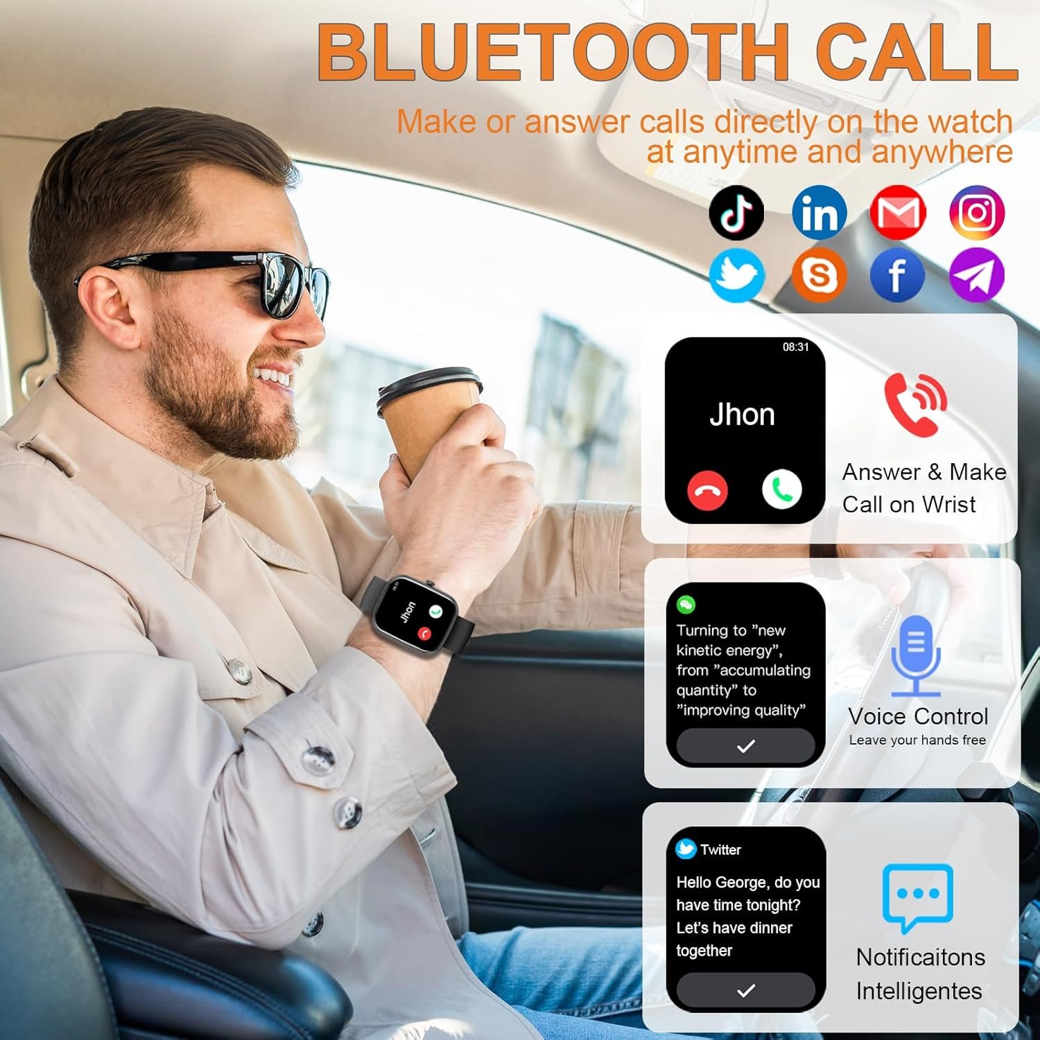 Smart Watch, 1.91 Smartwatch for Men Women (Answer/Make Call), Fitness Tracker with 100+ Sport Modes, IP68 Waterproof, Heart Rate/Sleep/Spo2 Monitor, Pedometer, Activity Tracker for Android iOS