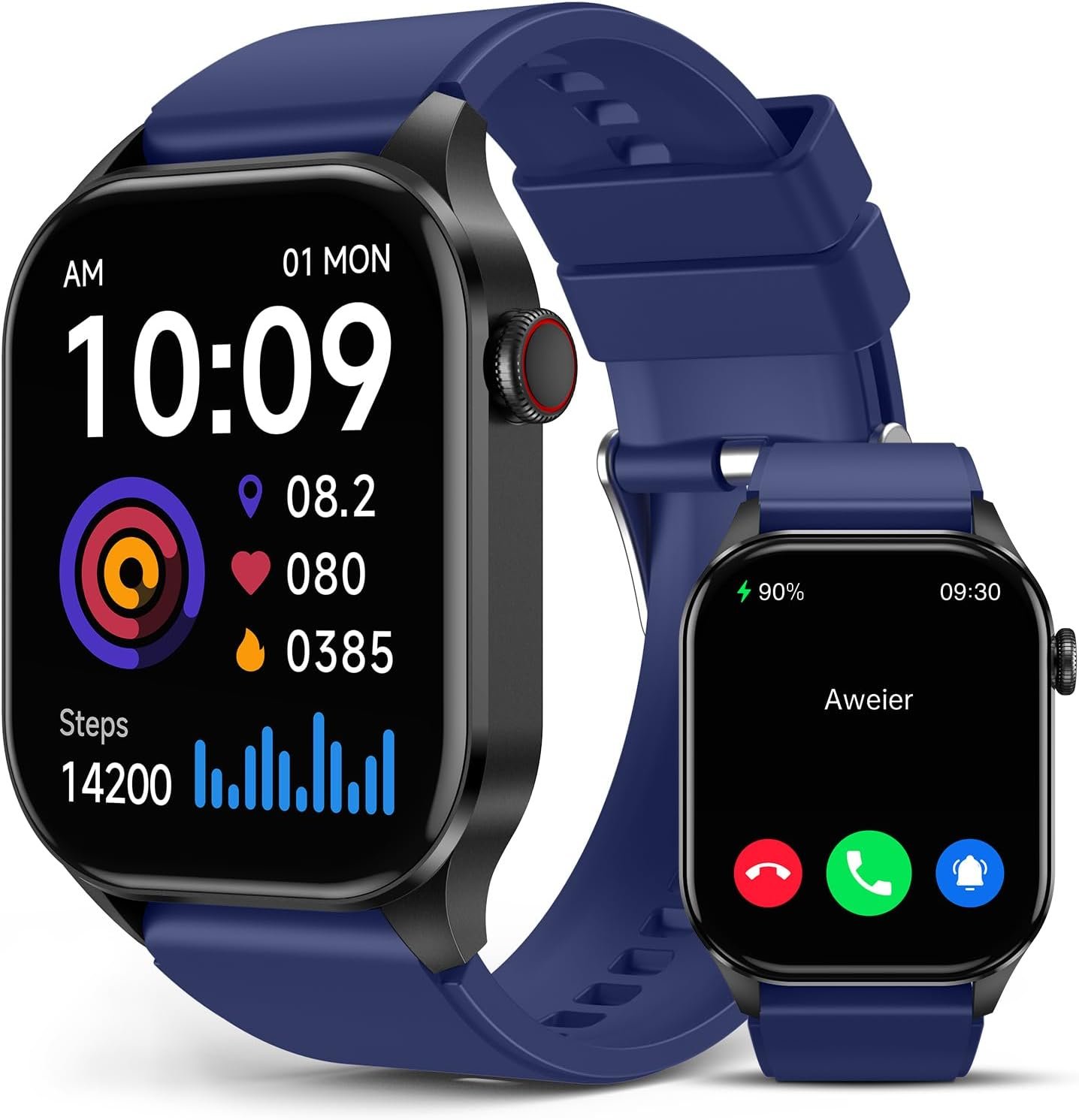 Smart Watch for Men Women, infrared true Blood Oxygen Monitor, 2.04-inch AMOLED Display, Heart rate Blood Pressure sleep Monitor, IP68 Waterproof Fitness Tracker, Compatible with Android and iOS Black