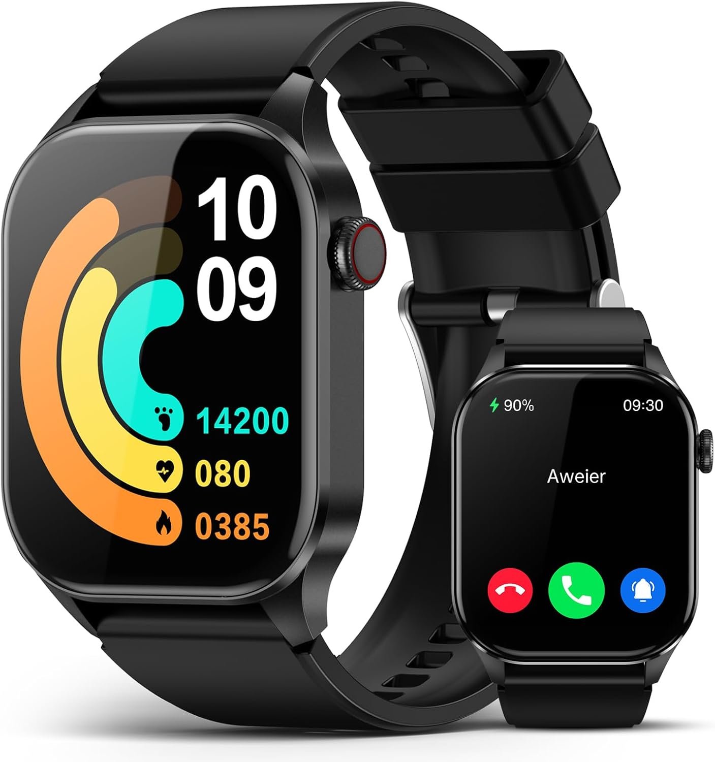Smart Watch for Men Women, infrared true Blood Oxygen Monitor, 2.04-inch AMOLED Display, Heart rate Blood Pressure sleep Monitor, IP68 Waterproof Fitness Tracker, Compatible with Android and iOS Black