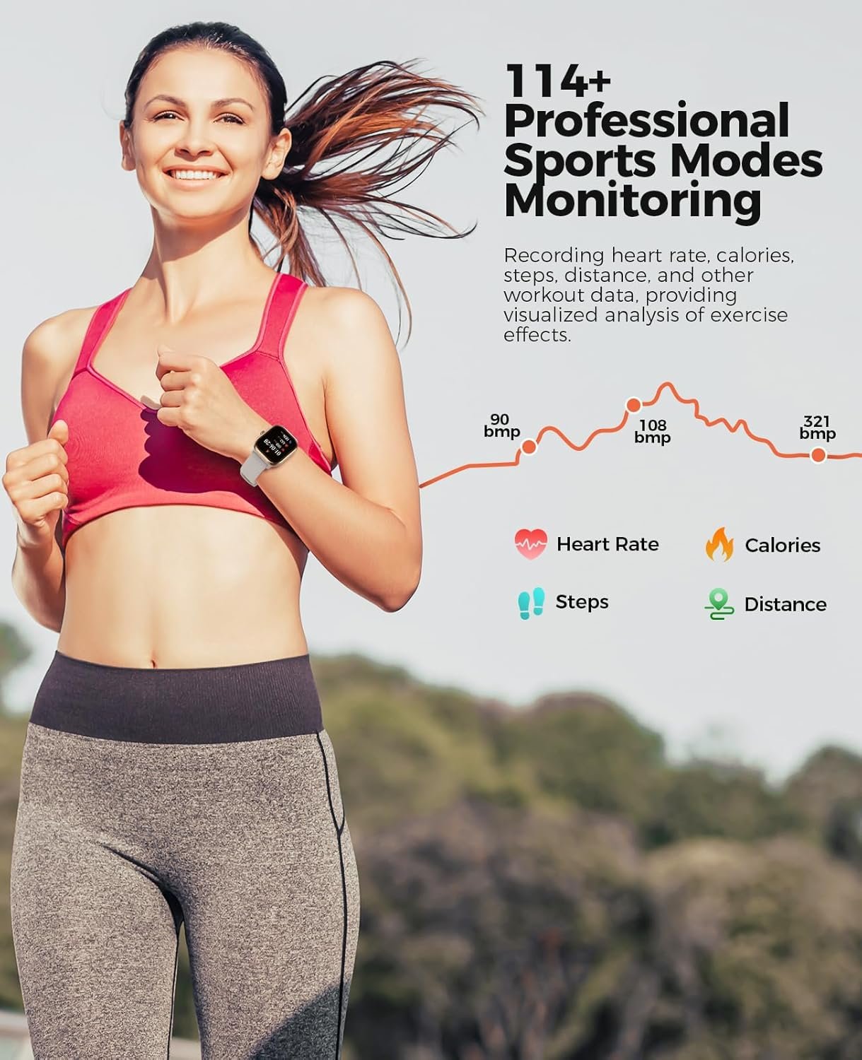 Smartwatch(Answer/Make Call), 1.96 AMOLED Smart Watches for Women with 100+ Sport Modes/Blood Pressure/Blood Oxygen/Heart Rate Monitor, IP68 Waterproof Fitness Tracker Compatible with iOS and Android