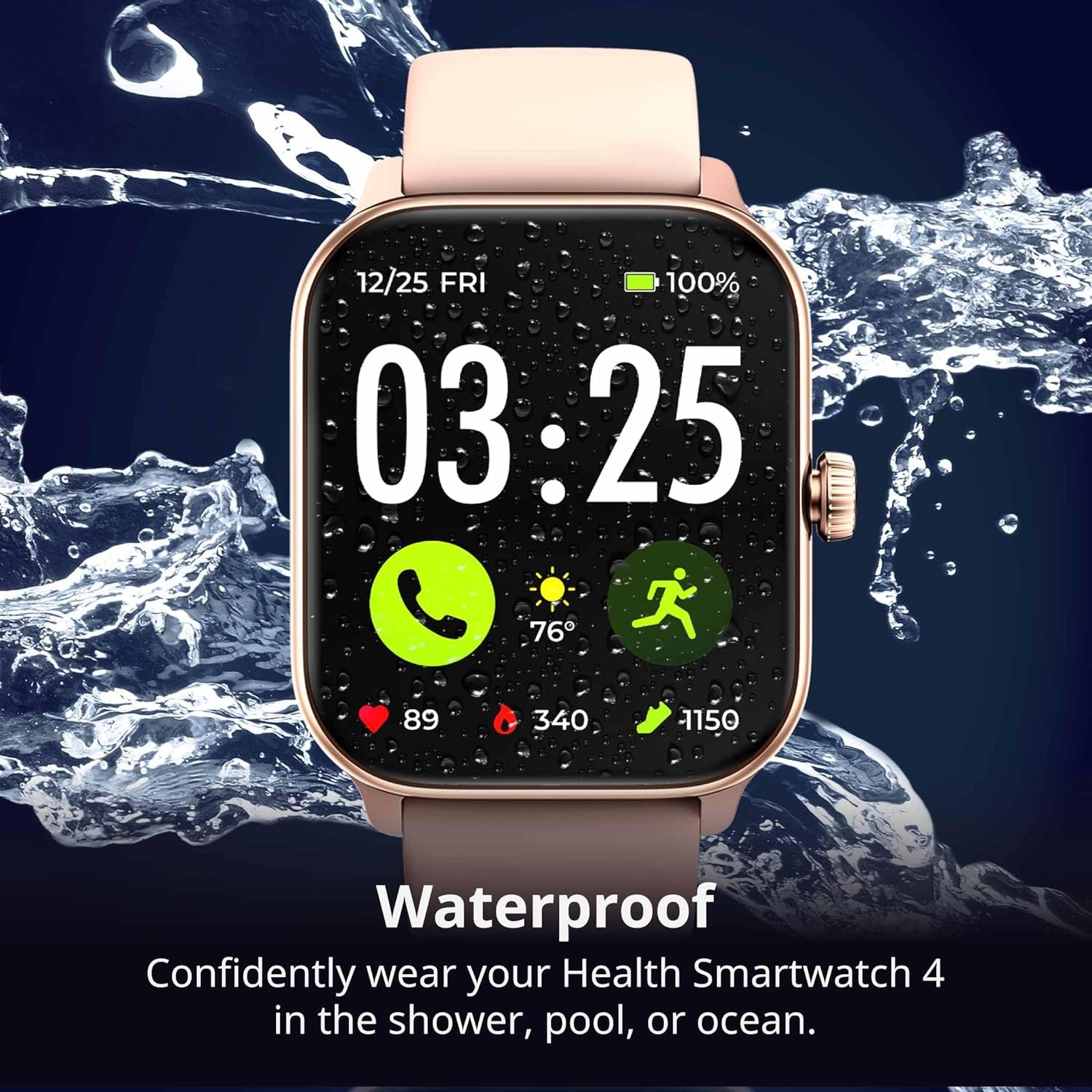 Spade  Co Health Smartwatch 4 - Smartwatch for Men  Women, Heart Rate, Sleep  SpO2 Monitor, Pedometer, Fitness Tracker, Answer/Make Calls IP68 Waterproof iOS  Android Compatible