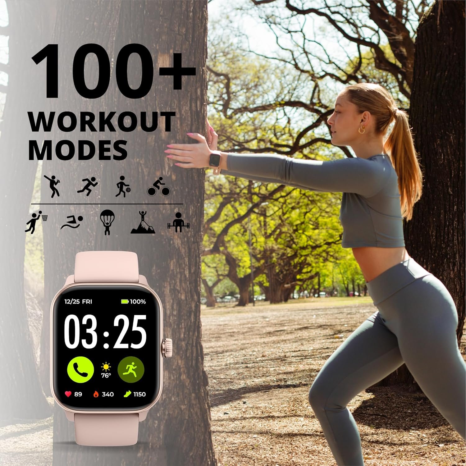 Spade  Co Health Smartwatch 4 - Smartwatch for Men  Women, Heart Rate, Sleep  SpO2 Monitor, Pedometer, Fitness Tracker, Answer/Make Calls IP68 Waterproof iOS  Android Compatible