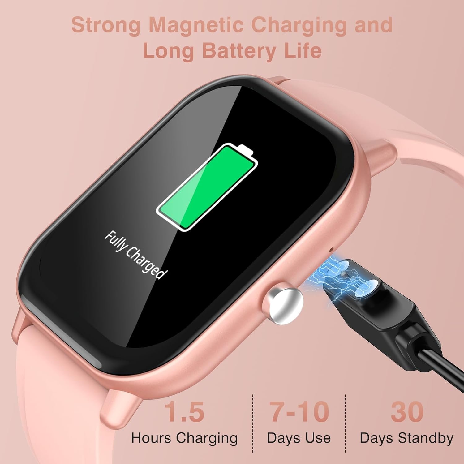 Blood Pressure Watch, Smart Watch for Women, Reloj Inteligente para Mujeres, 2.01 HD Waterproof Dial/Answer Fitness Tracker with Oxygen Pressure Monitor Compatible for Android iPhone, Pink
