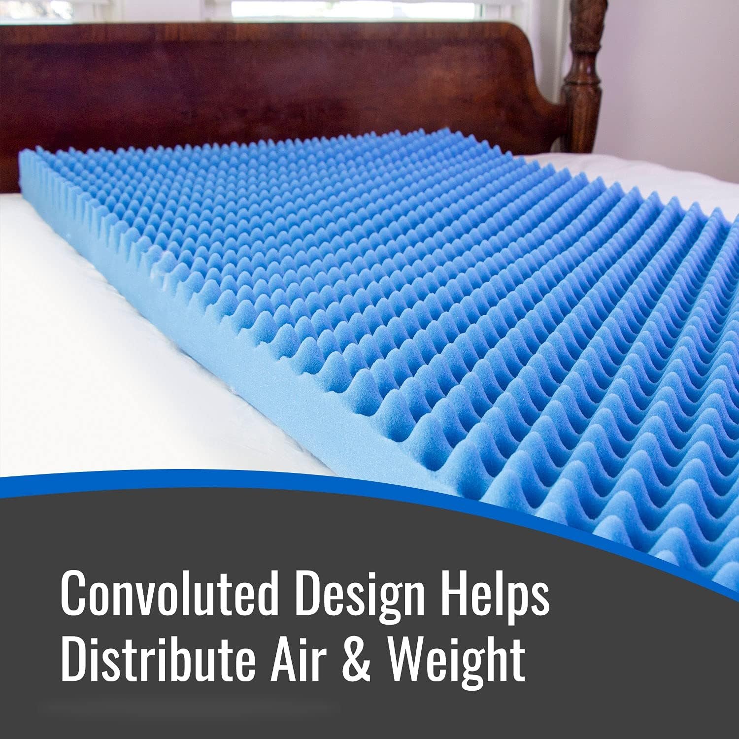 DMI Foam Mattress Topper, Egg Crate Foam Pad, Mattress Pad and Bed Topper for Support, Air Circulation, Pressure Relief and Weight Distribution, Twin Size Mattress, 33 x 72 x 2,Blue