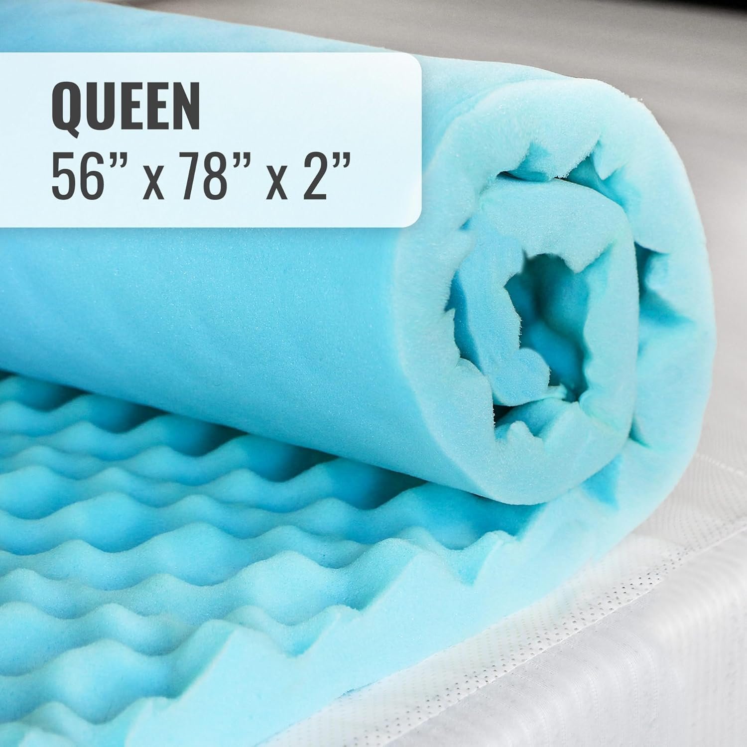 DMI Foam Mattress Topper, Egg Crate Foam Pad, Mattress Pad and Bed Topper for Support, Air Circulation, Pressure Relief and Weight Distribution, Twin Size Mattress, 33 x 72 x 2,Blue