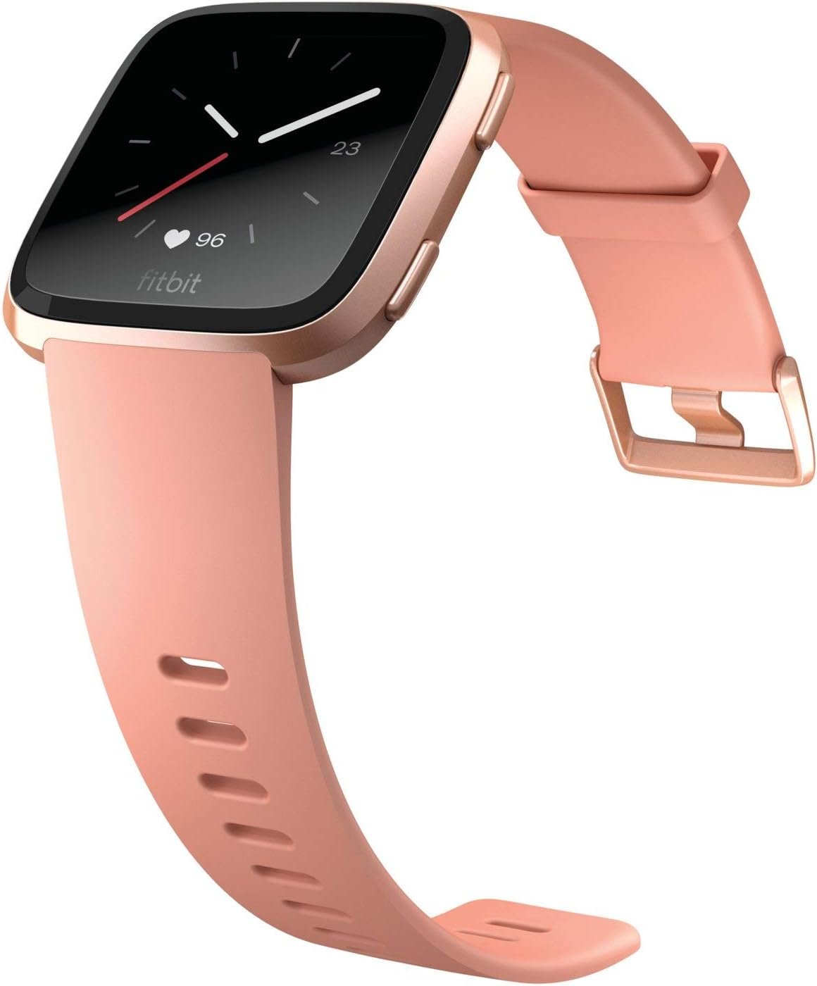 Fitbit Versa Smart Watch, Peach/Rose Gold Aluminium, One Size (S  L Bands Included) - (Renewed)