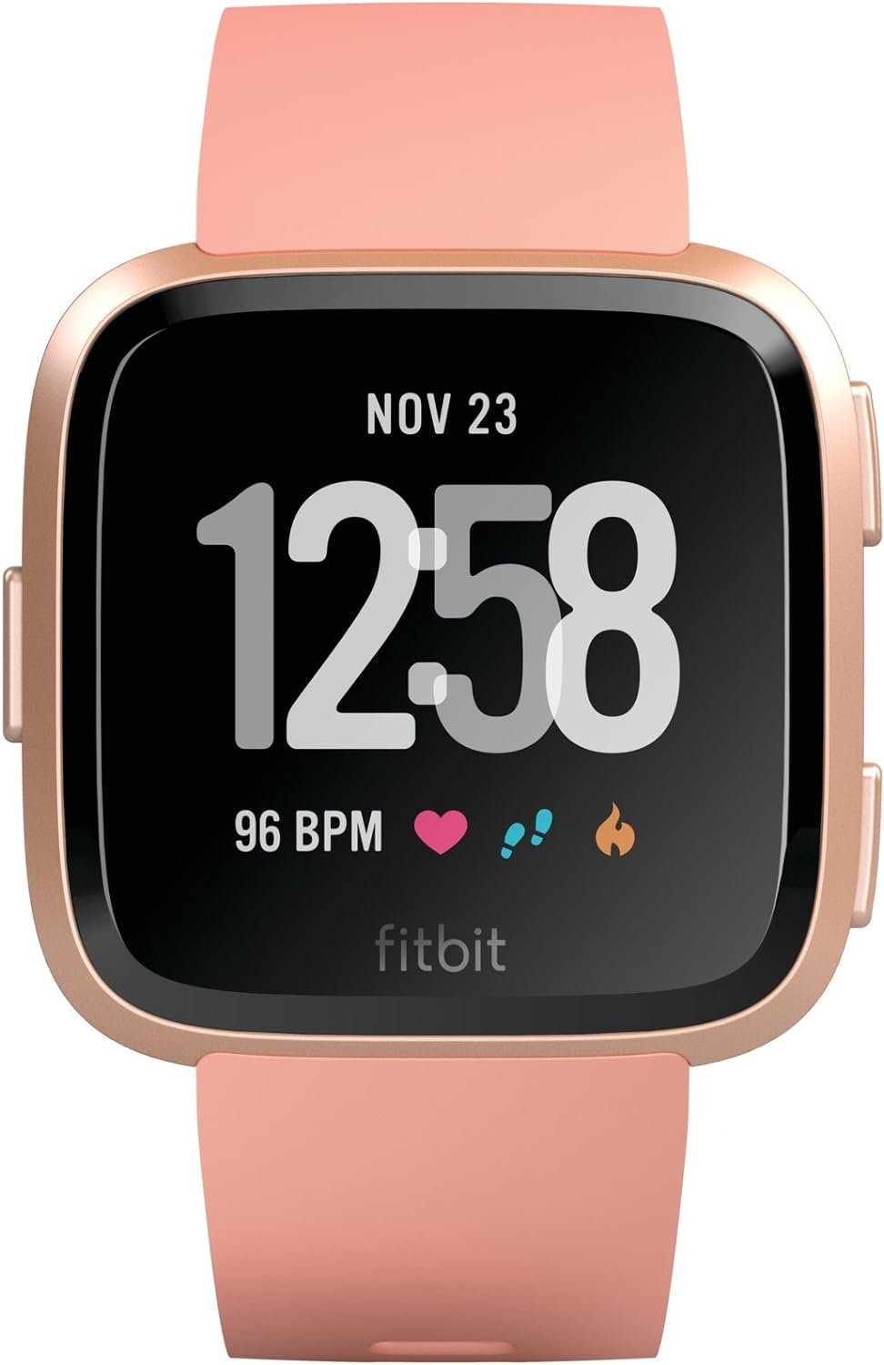 Fitbit Versa Smart Watch, Peach/Rose Gold Aluminium, One Size (S  L Bands Included) - (Renewed)