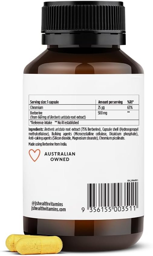 JSHealth Vitamins Berberine+ Formula — Berberine Supplement for Metabolic Health — Vegan, Gluten-Free  Non-GMO. (60 Tablets)