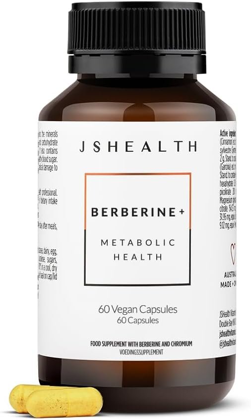 JSHealth Vitamins Berberine+ Formula — Berberine Supplement for Metabolic Health — Vegan, Gluten-Free  Non-GMO. (60 Tablets)