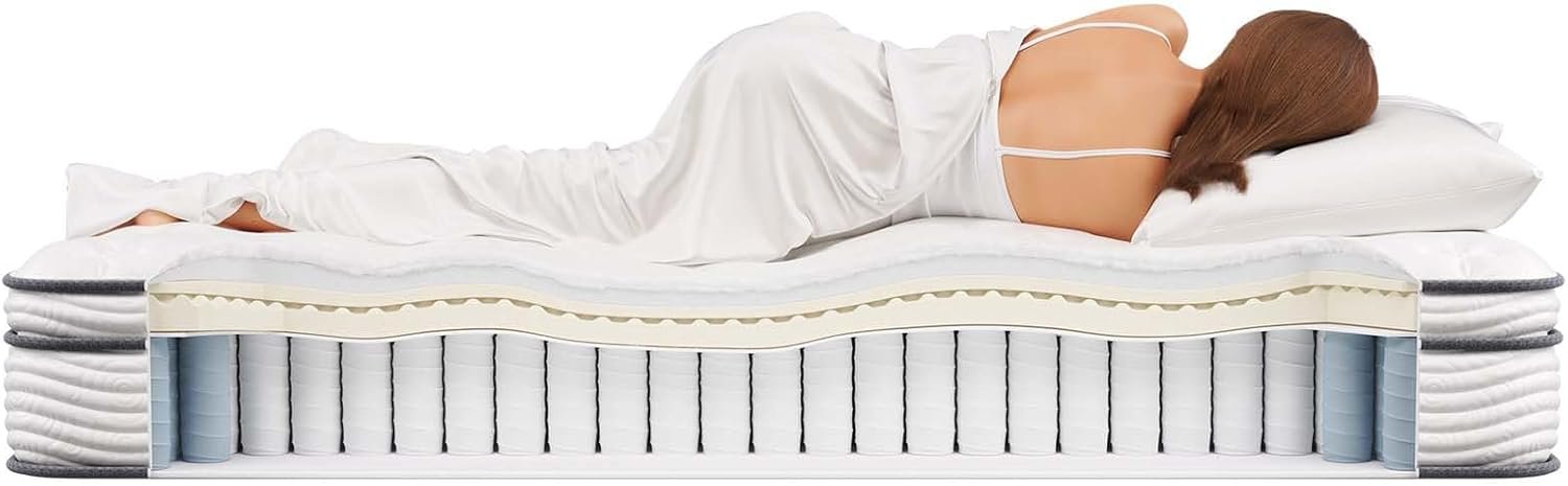 Modway Jenna 8” Innerspring and Memory Foam Twin Mattress With Individually Encased Coils, White