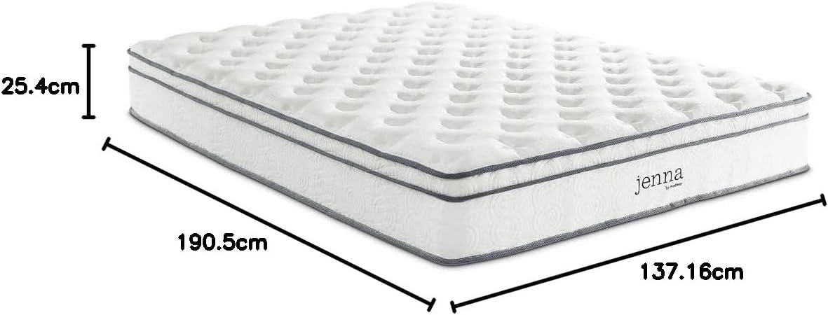 Modway Jenna 8” Innerspring and Memory Foam Twin Mattress With Individually Encased Coils, White
