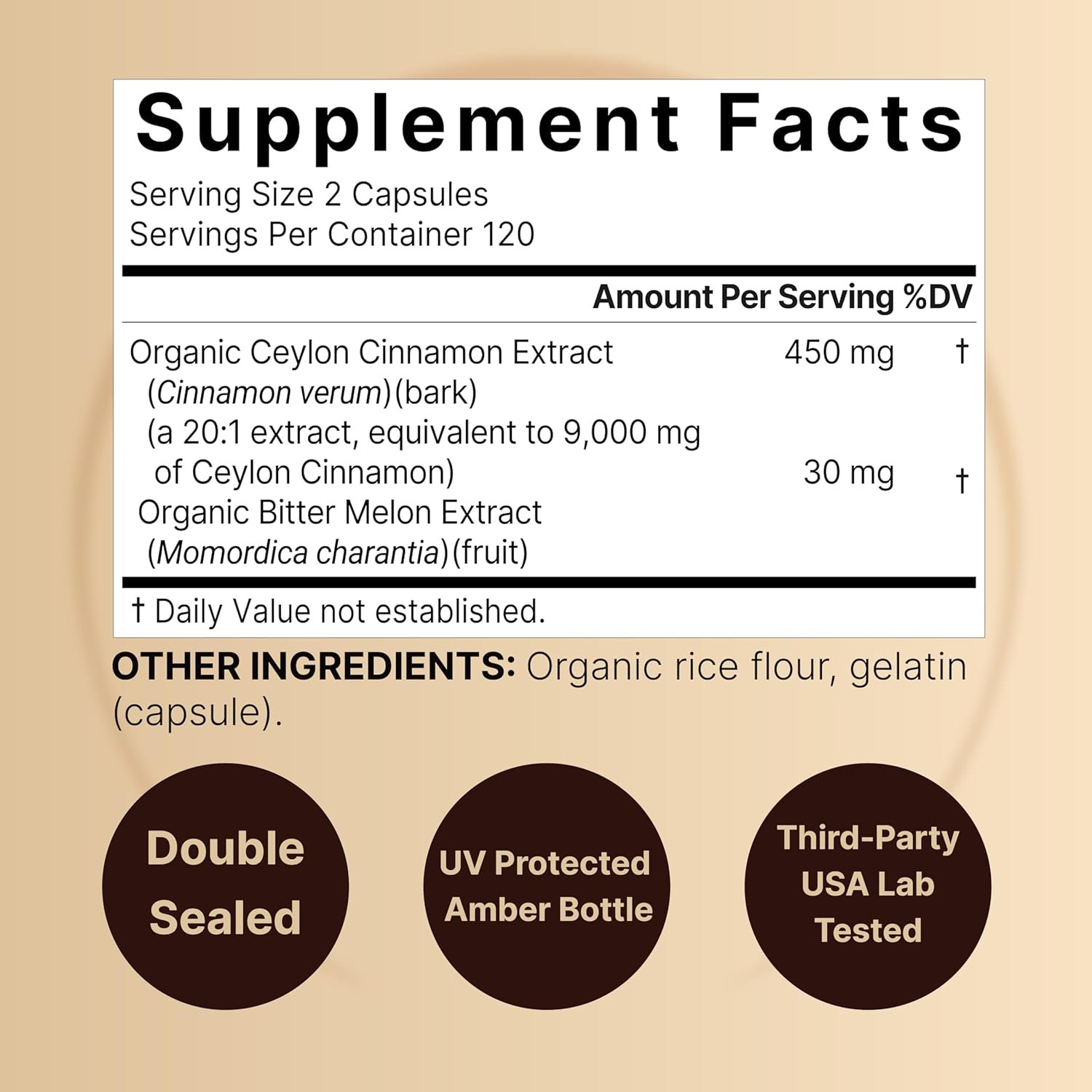 NatureBell Ceylon Cinnamon 9,000mg Per Serving, 240 Capsules | Made with Organic Sri Lanka Ceylon Cinnamon and Organic Bitter Melon, 2 in 1 Support – Non-GMO, No Gluten