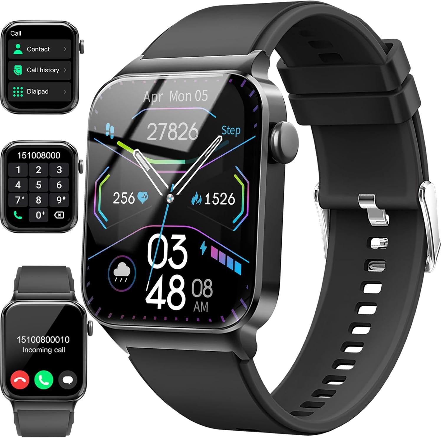 Smart Watch for Men Women, 1.85 Smartwatch (Answer/Make Call), IP68 Waterproof Fitness Tracker, 100+ Sport Modes, Heart Rate and Sleep Monitor, Pedometer, Smartwatches for Android iOS, Deep Black​