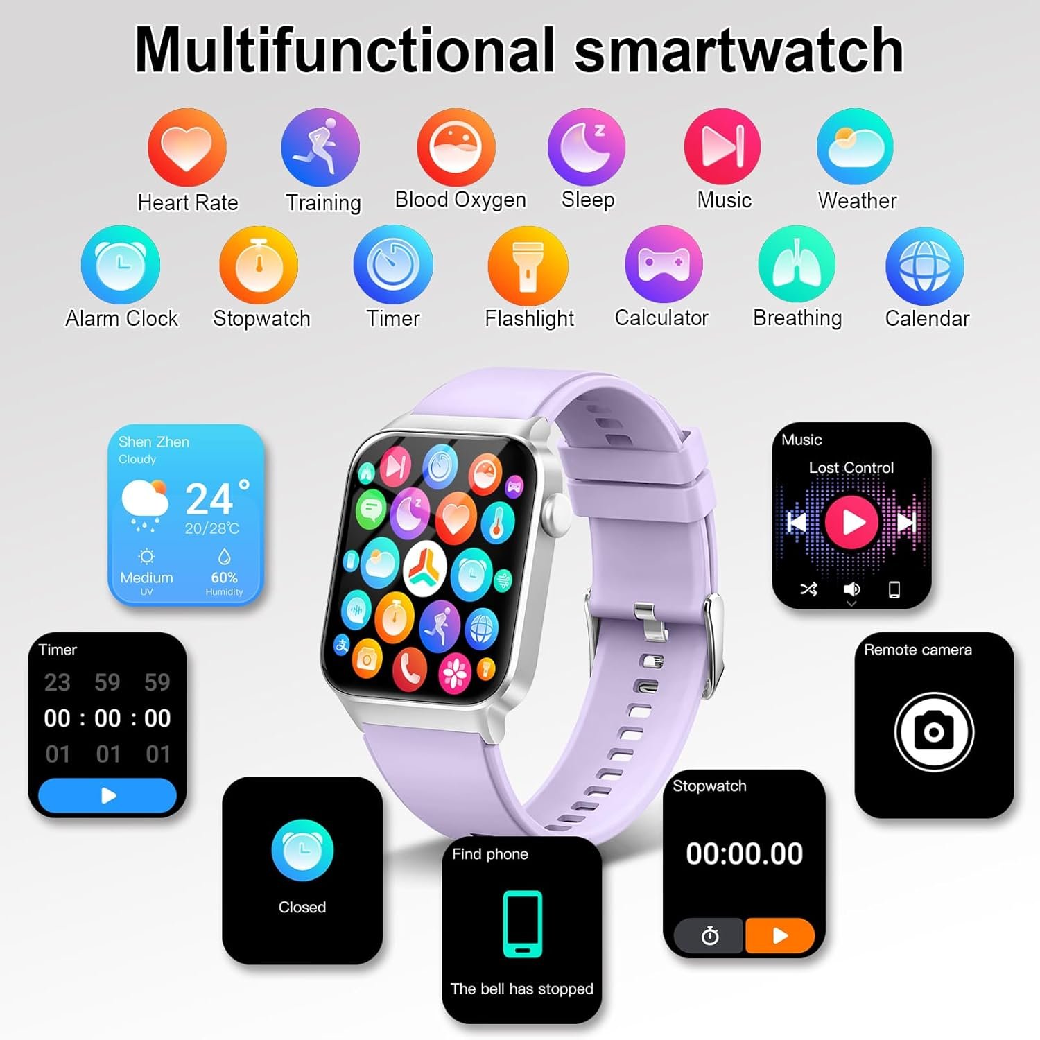 Smart Watch for Men Women, 1.85 Smartwatch (Answer/Make Call), IP68 Waterproof Fitness Tracker, 100+ Sport Modes, Heart Rate and Sleep Monitor, Pedometer, Smartwatches for Android iOS, Deep Black​