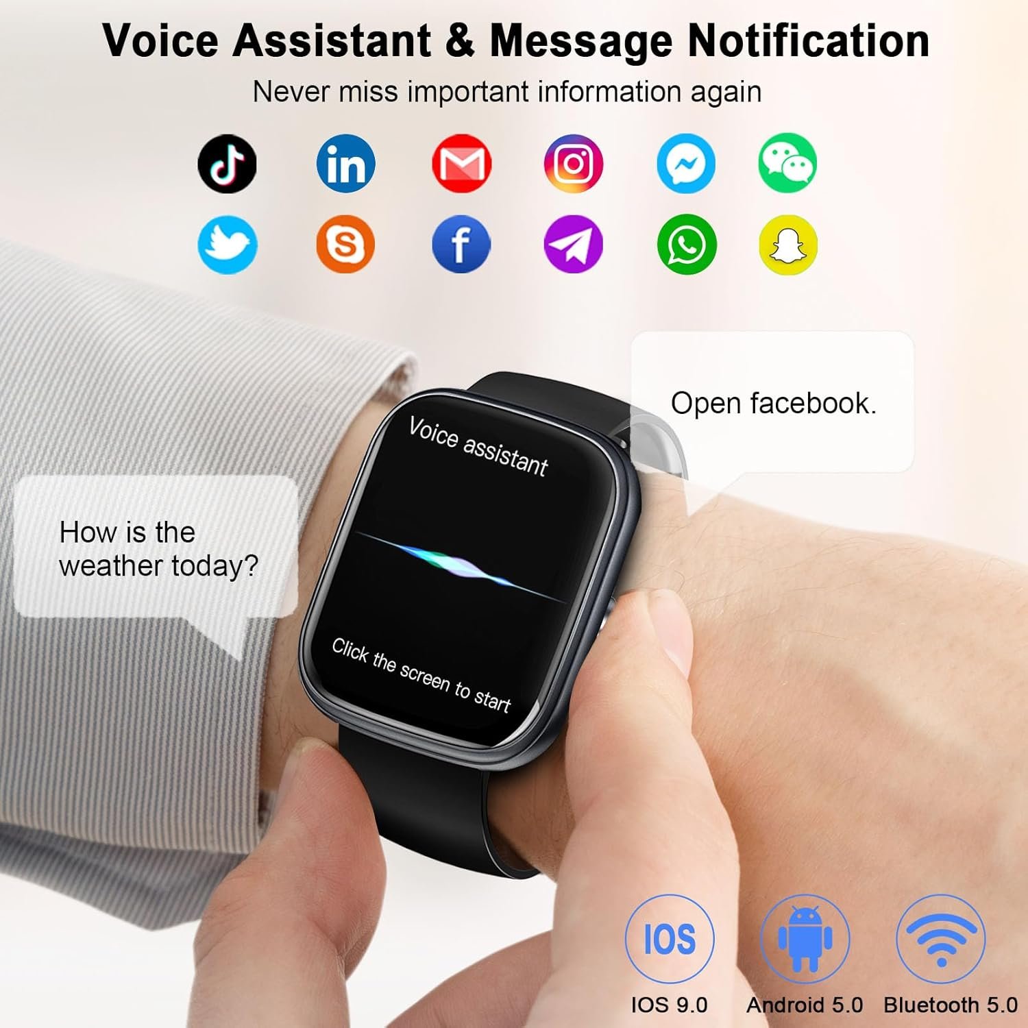 Smart Watch for Men Women (Answer/Make Call), 1.91 Smartwatch Fitness Activity Tracker, 112+Sports Step Counter Fitness Watch, Calories/Heart Rate/Spo2/Sleep Monitor, IP68 Waterproof for Android iOS
