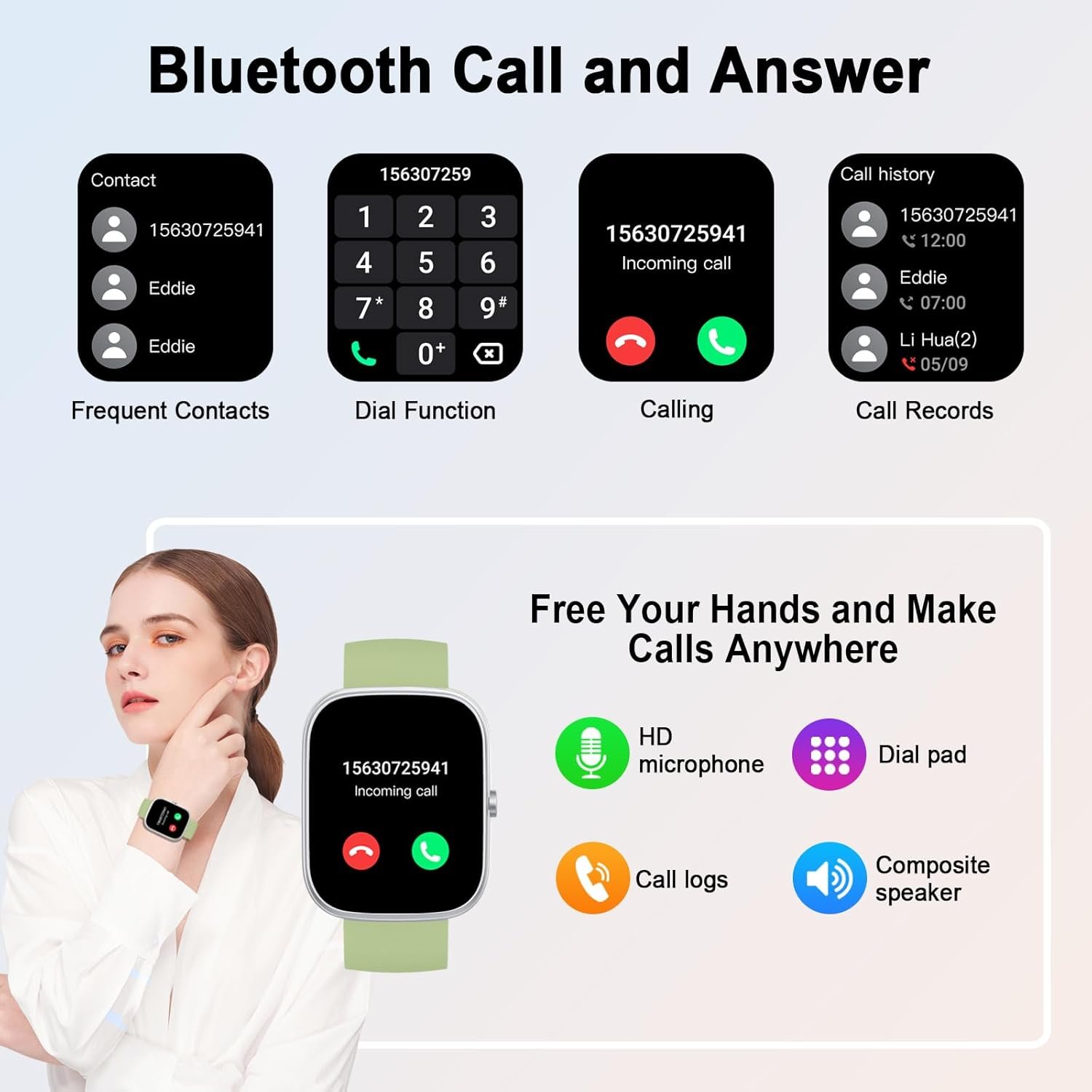 Smart Watch for Men Women (Answer/Make Call), 2024 HD 1.91Smartwatch Fitness Activity Tracker, 110+ Sports IP68 Waterproof, Heart Rate/Sleep Monitor/Pedometer/Calories, Fitness Watch for Android iOS
