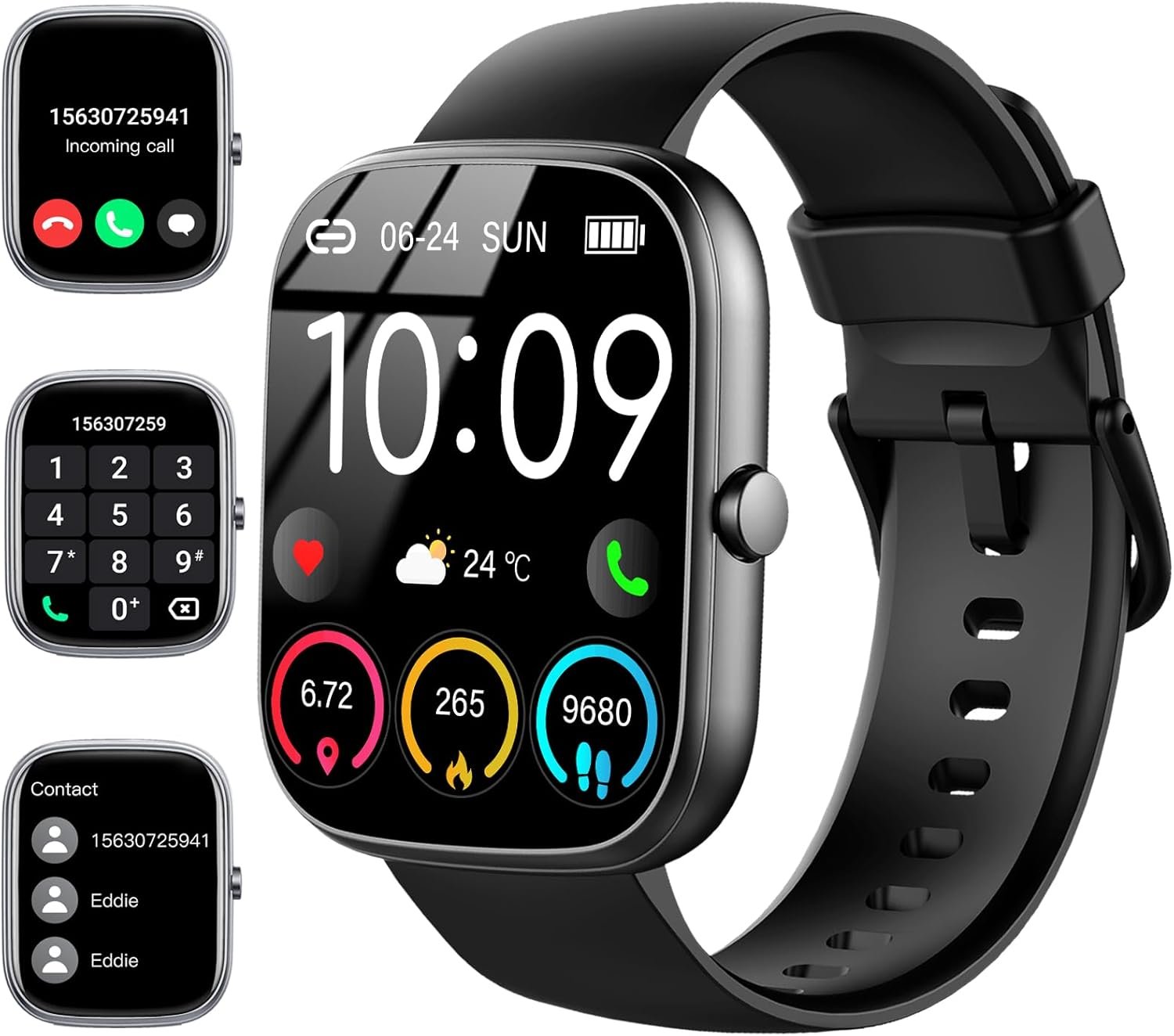 Smart Watch for Men Women (Answer/Make Call), 2024 HD 1.91Smartwatch Fitness Activity Tracker, 110+ Sports IP68 Waterproof, Heart Rate/Sleep Monitor/Pedometer/Calories, Fitness Watch for Android iOS