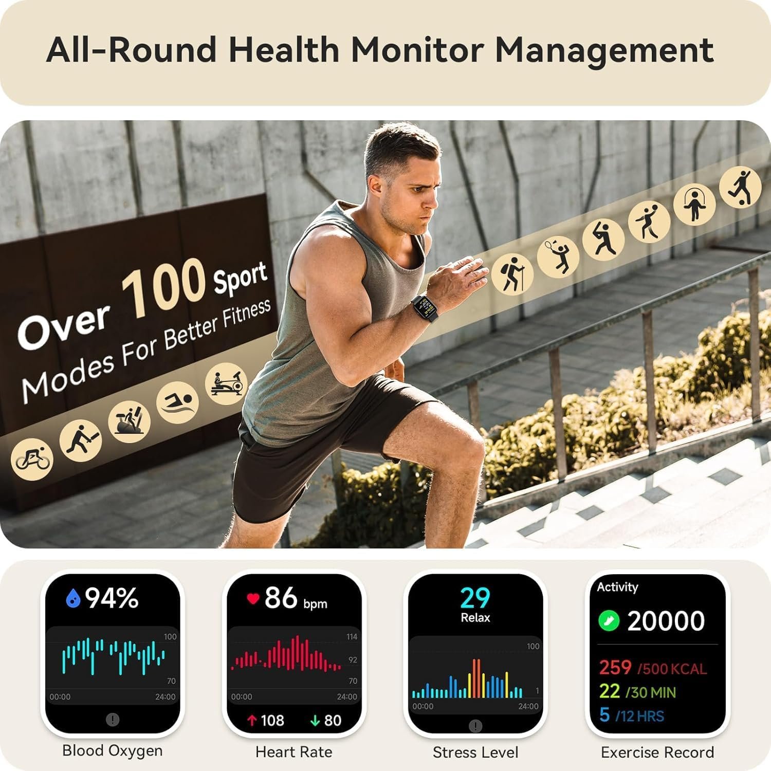 Smart Watch for Women, Smartwatch for iPhone  Android Bluetooth (Answer/Call) Built-in Alexa, 1.91 HD Fitness Tracker with 105+ Sport Modes, IP68 Waterproof, Sleep/Heart Rate/SpO2/Stress Monitor