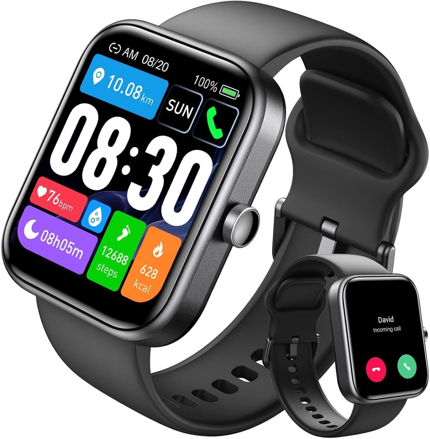 TOZO 2025 New Upgraded Smart Watch for Men Women for iPhoneAndroid, 1.83 Fitness Tracker Bluetooth Call [Answer/Make], IP68 Waterproof Sleep Monitor, 100+ Sport Modes