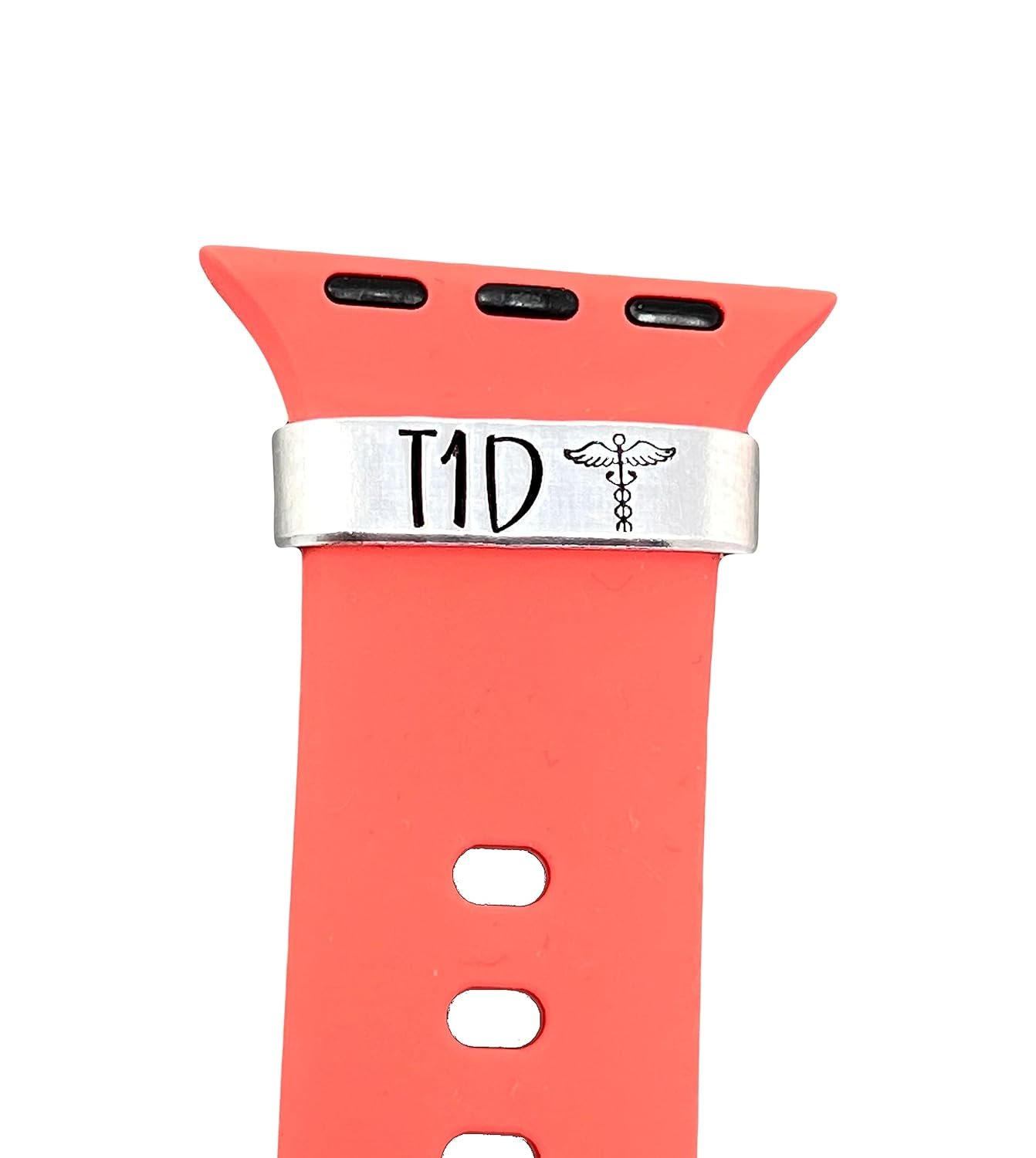 Type 1 Diabetes Medical Alert Watch Charm, Hand Stamped Tag for Smartwatch, Made of Lightweight Aluminum, Charm Only - Band Not Included