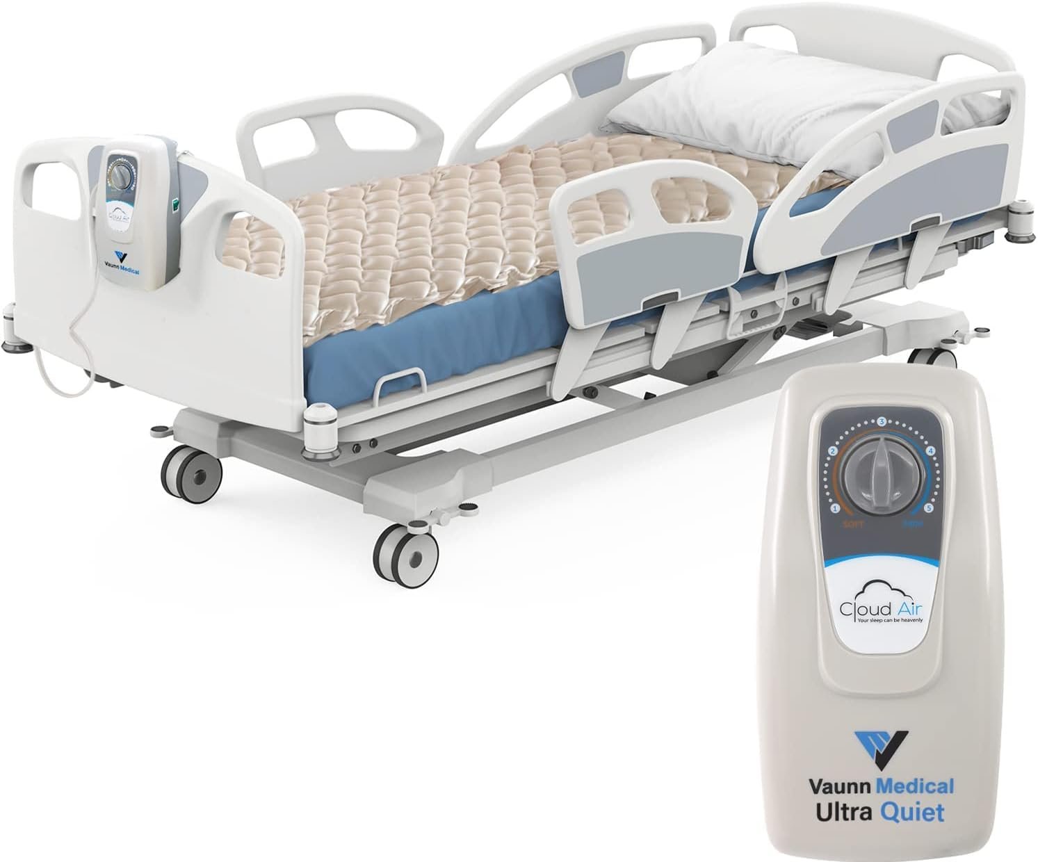 Vaunn Medical Cloud Air Whisper Quiet Alternating Air Pressure Mattress Topper with Pump Twin Size 36 x 78 x 3