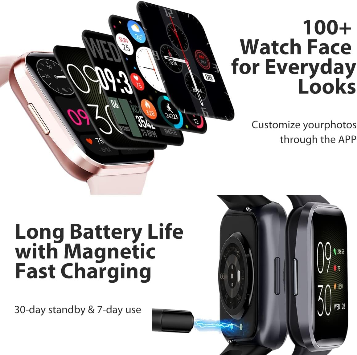 WalkerFit Smart Watches for Woman- Valentines Day Gifts,Fitness Tracker with Heart Rate,Pedometer Watch with Blood Pressure Monitor,Heart Rate Monitor Watch Compatible with iPhone Android,Pink