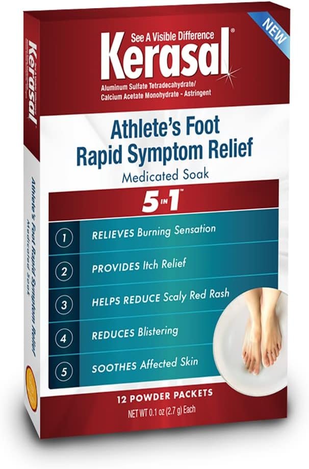 Kerasal Athletes Medicated Foot Soak, Bath for 5-in-1 Rapid Symptom Relief, 12 Count, (Pack of 1)